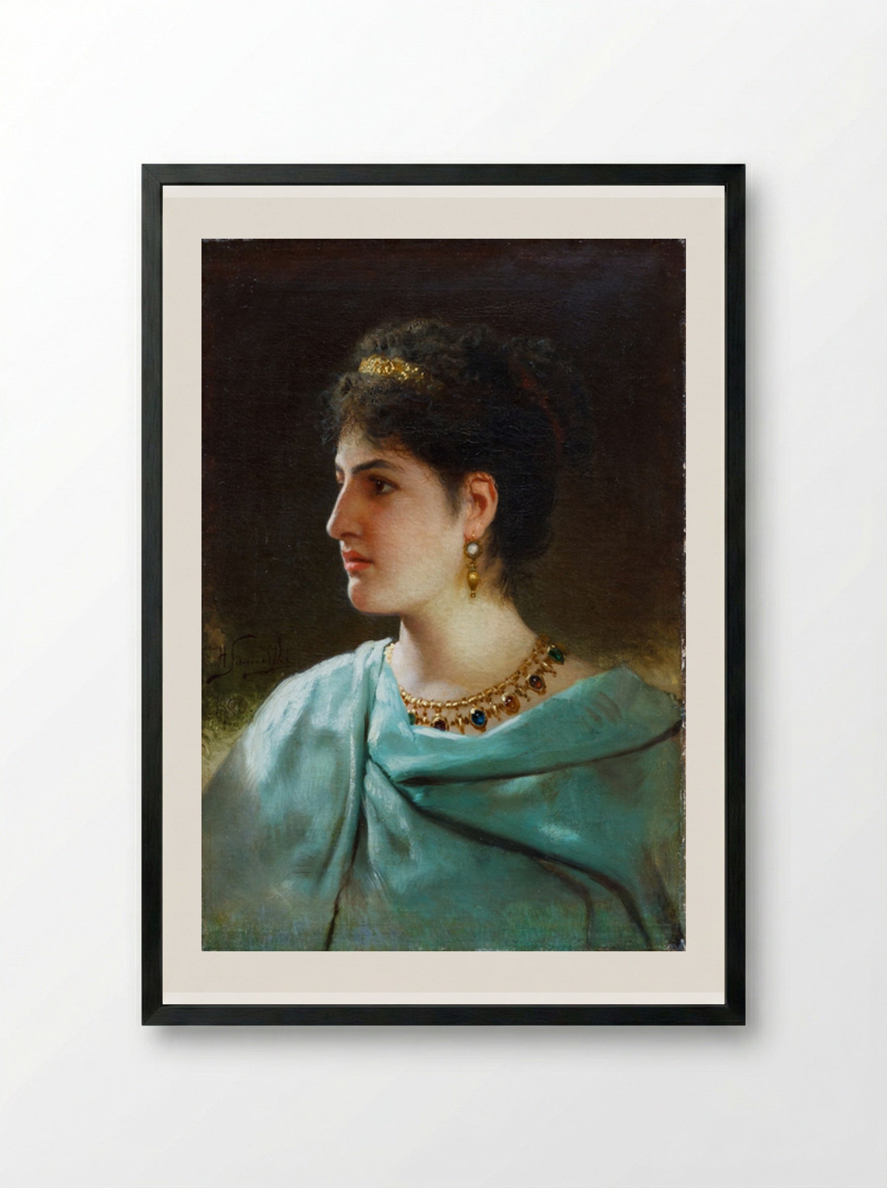 Portrait of a Roman Woman - Henryk Siemiradzki - Framed Print Black