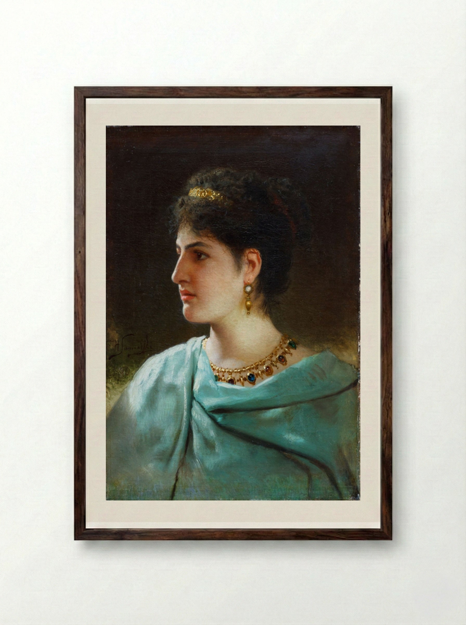 Portrait of a Roman Woman - Henryk Siemiradzki - Framed Print Dark Wood