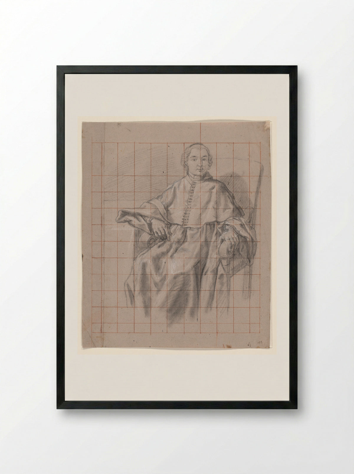 Portrait of a Seated Clergyman - Jan Anton Garemyn - Framed Print Black