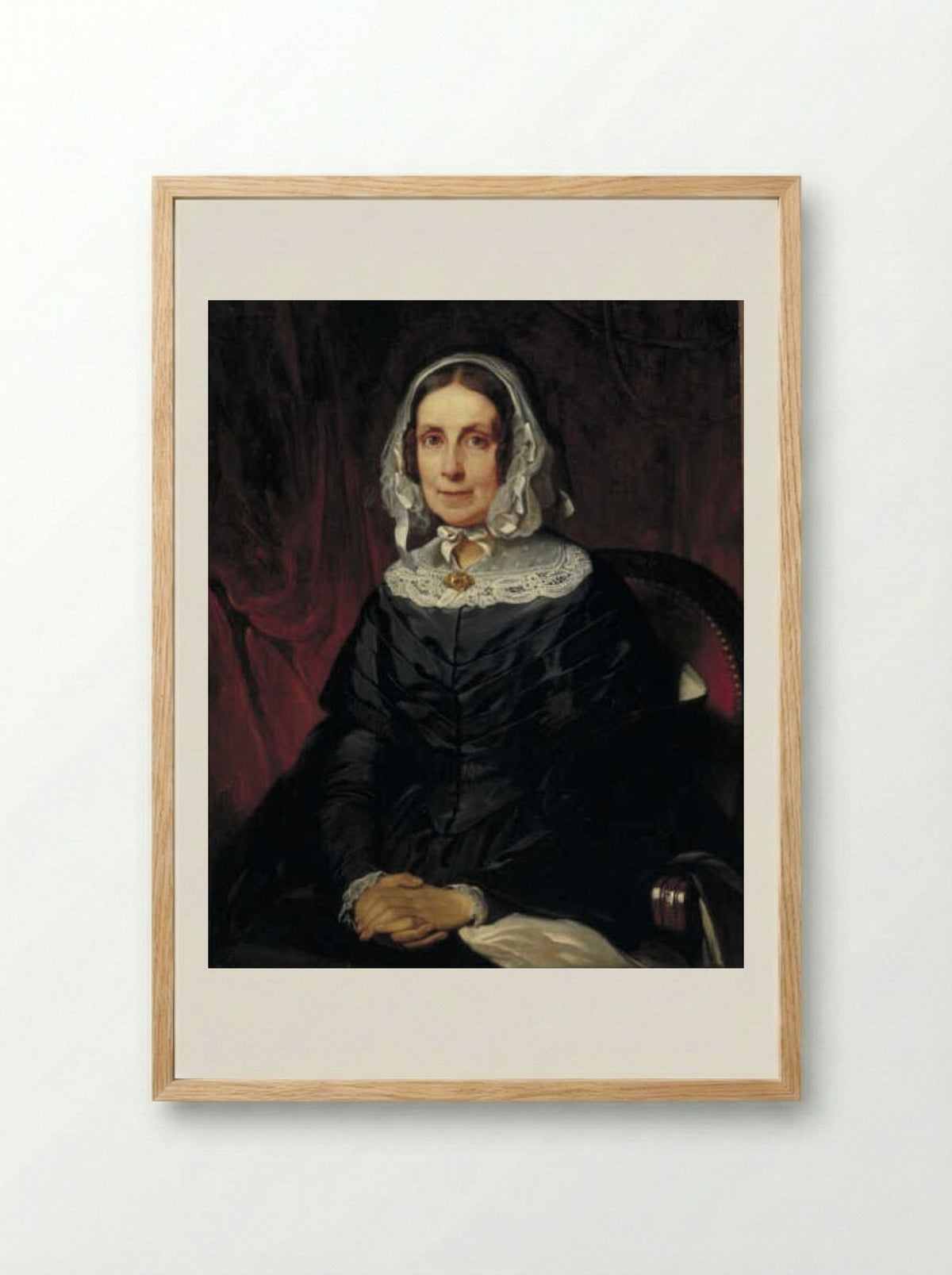 Portrait of a Seated Woman in Mourning Attire - Willem Hendrik Schmidt - Framed Print Wood