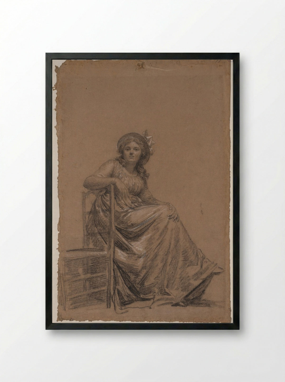 Portrait of a Seated Woman - François-André Vincent - Framed Print Black