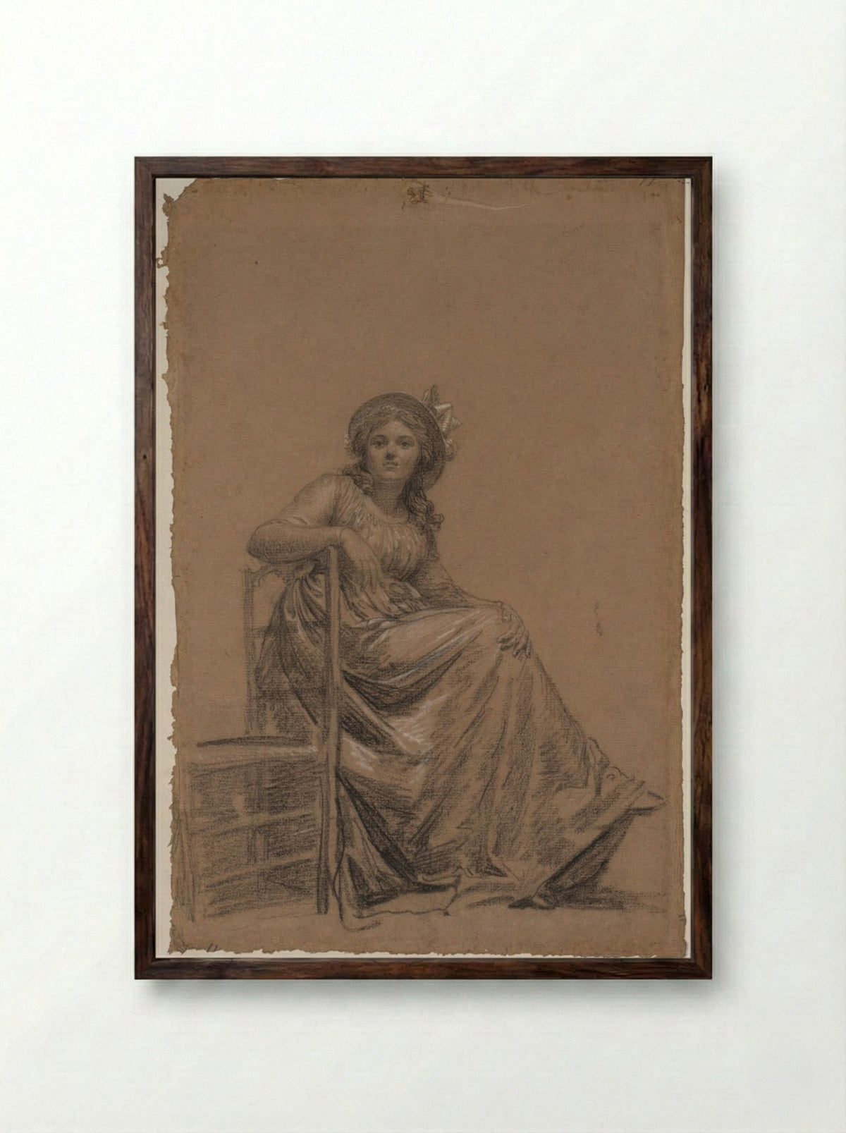 Portrait of a Seated Woman - François-André Vincent - Framed Print Dark Wood