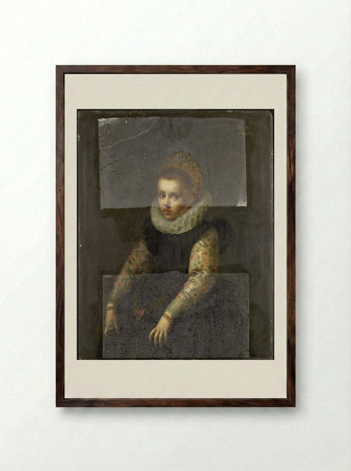 Portrait of a Sister of Catharina Fourmenois - Gortzius Geldorp - Framed Print Dark Wood