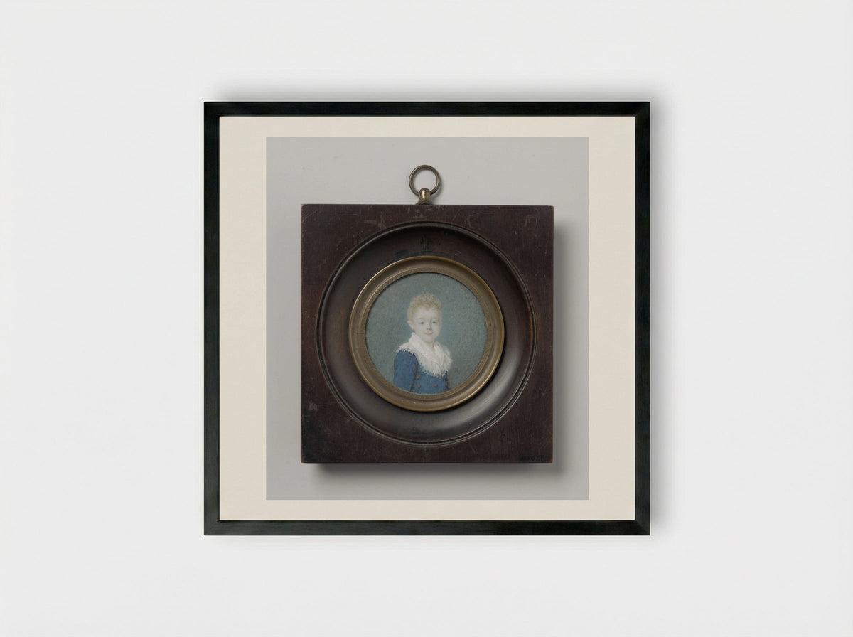 Portrait of a Six-Year-Old Boy from the Bus Family - Joseph Boze - Framed Print Black