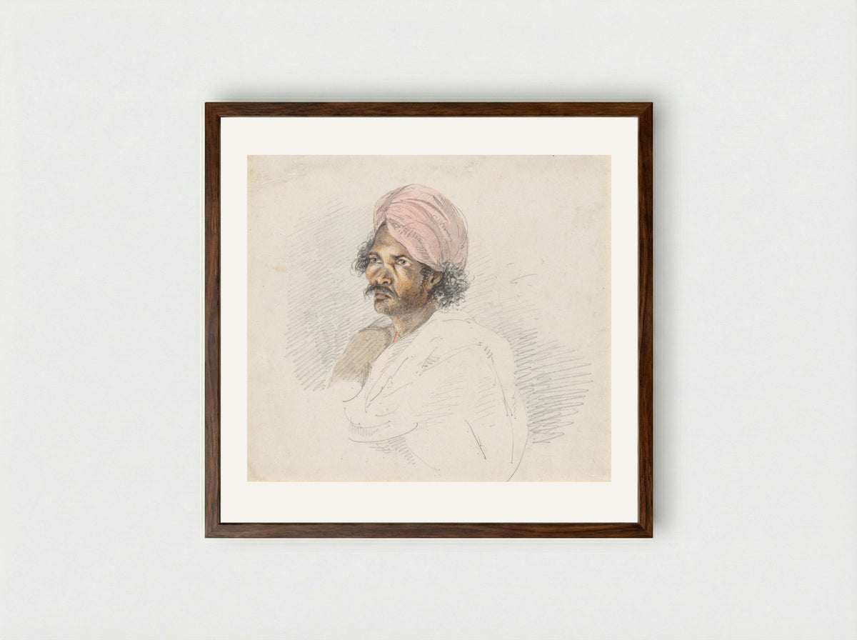Portrait of a Sri Lankan Tamil - Samuel Daniell - Framed Print Dark Wood