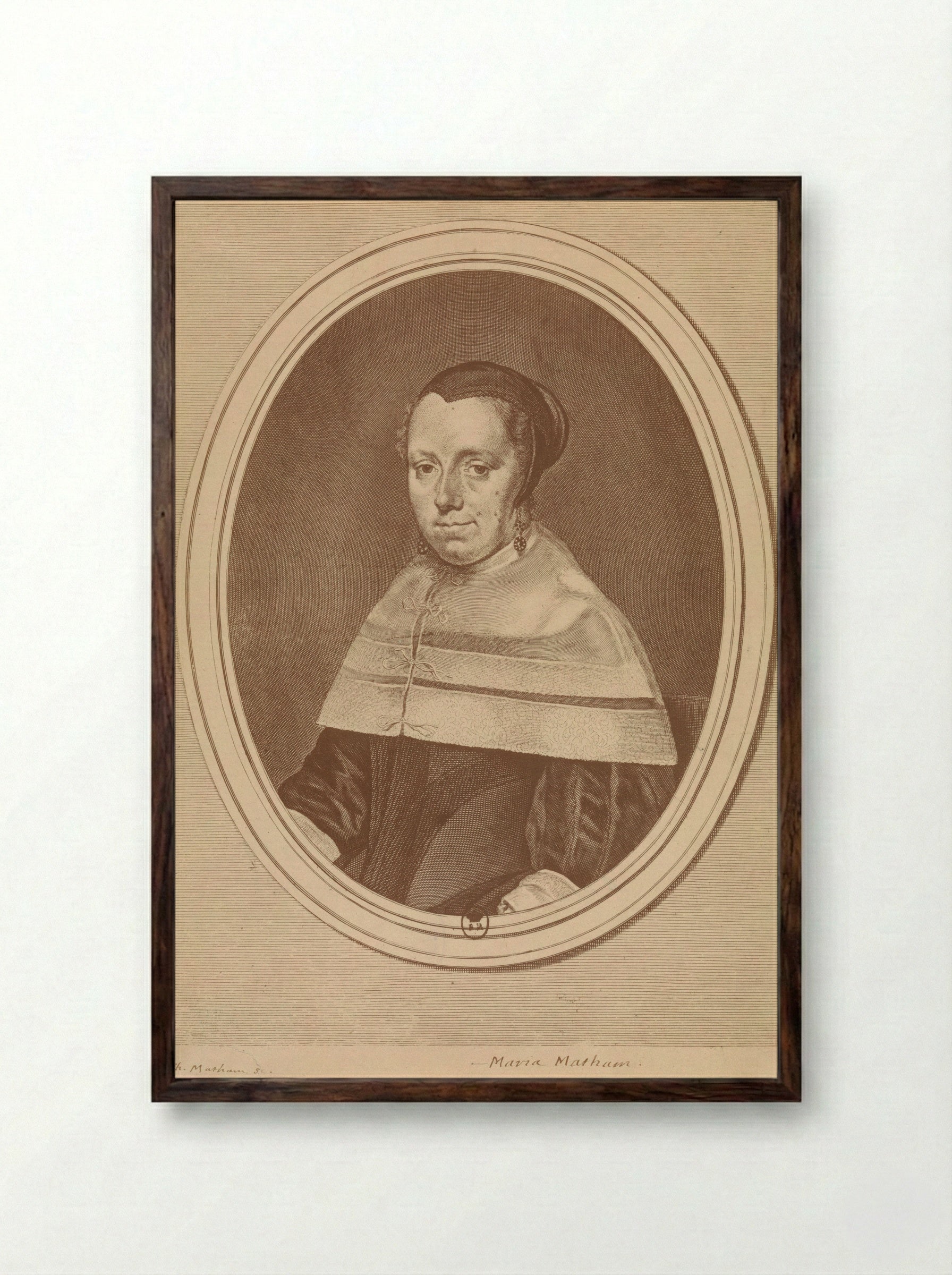 Portrait of a Woman (Maria Matham?) - Theodor Matham - Framed Print Dark Wood