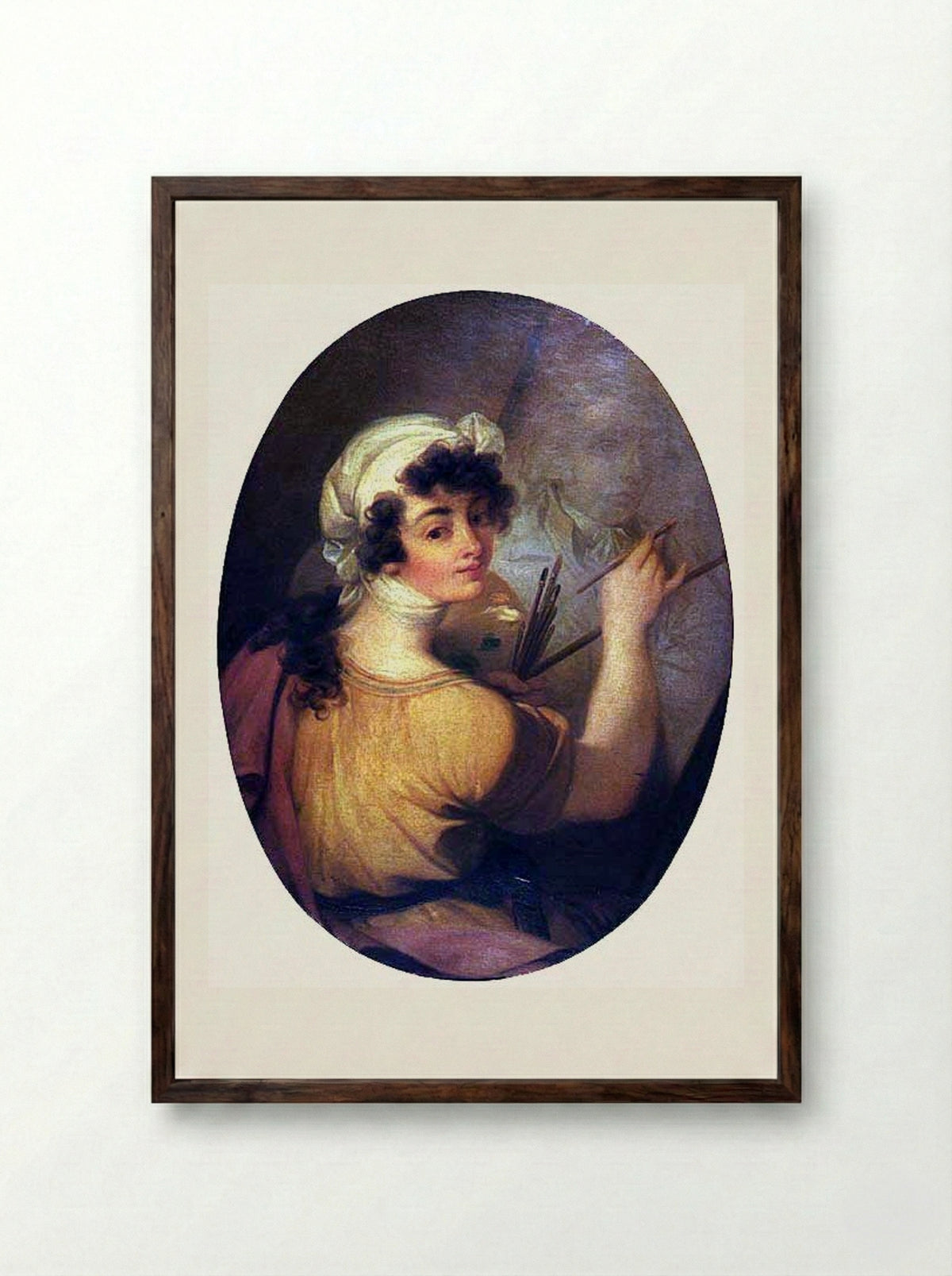 Portrait of a Woman (Painter) - Vieira Portuense - Framed Print Dark Wood