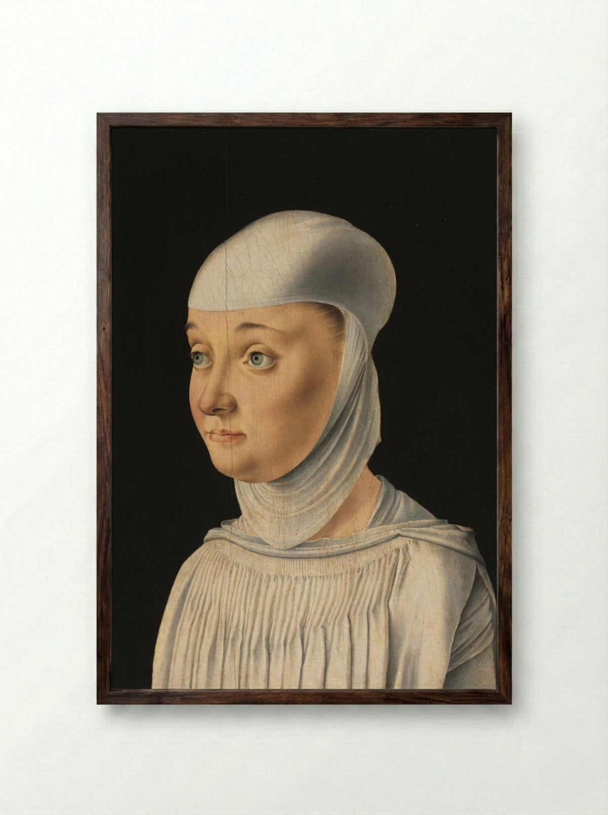 Portrait of a Woman, Possibly a Novice of San Secondo - Jacometto Veneziano - Framed Print Dark Wood