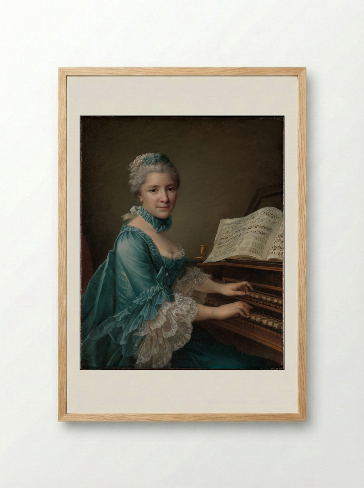 Portrait of a Woman, Said to be Madame Charles Simon Favart - François Hubert Drouais - Framed Print Wood