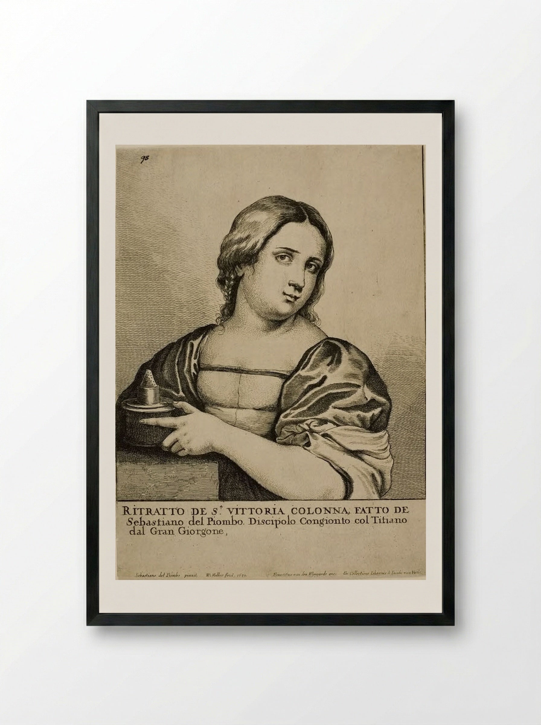 Portrait of a Woman (Vittoria Colonna) - Wenceslaus Hollar - Framed Print Black