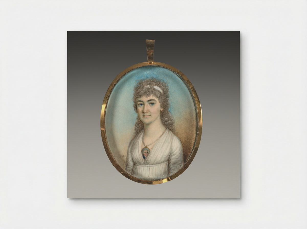 Portrait of a Woman Wearing a Miniature - Thomas Hazlehurst - Poster