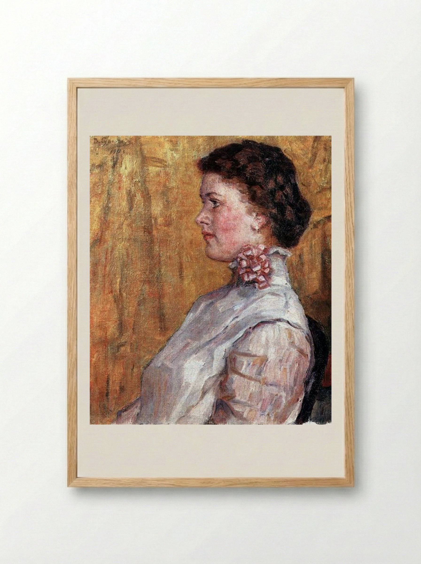 Portrait of a Woman (Yellow Background) - Vasily Surikov - Framed Print Wood