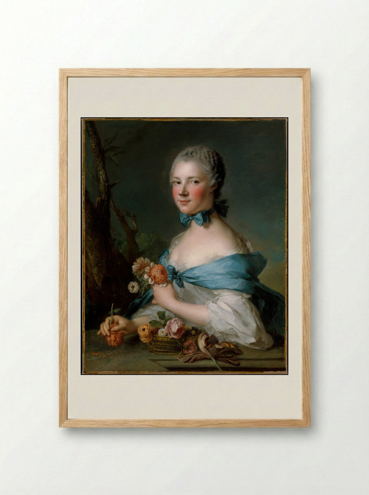 Portrait of a Woman (as Flora) - Jean-Marc Nattier - Framed Print Wood