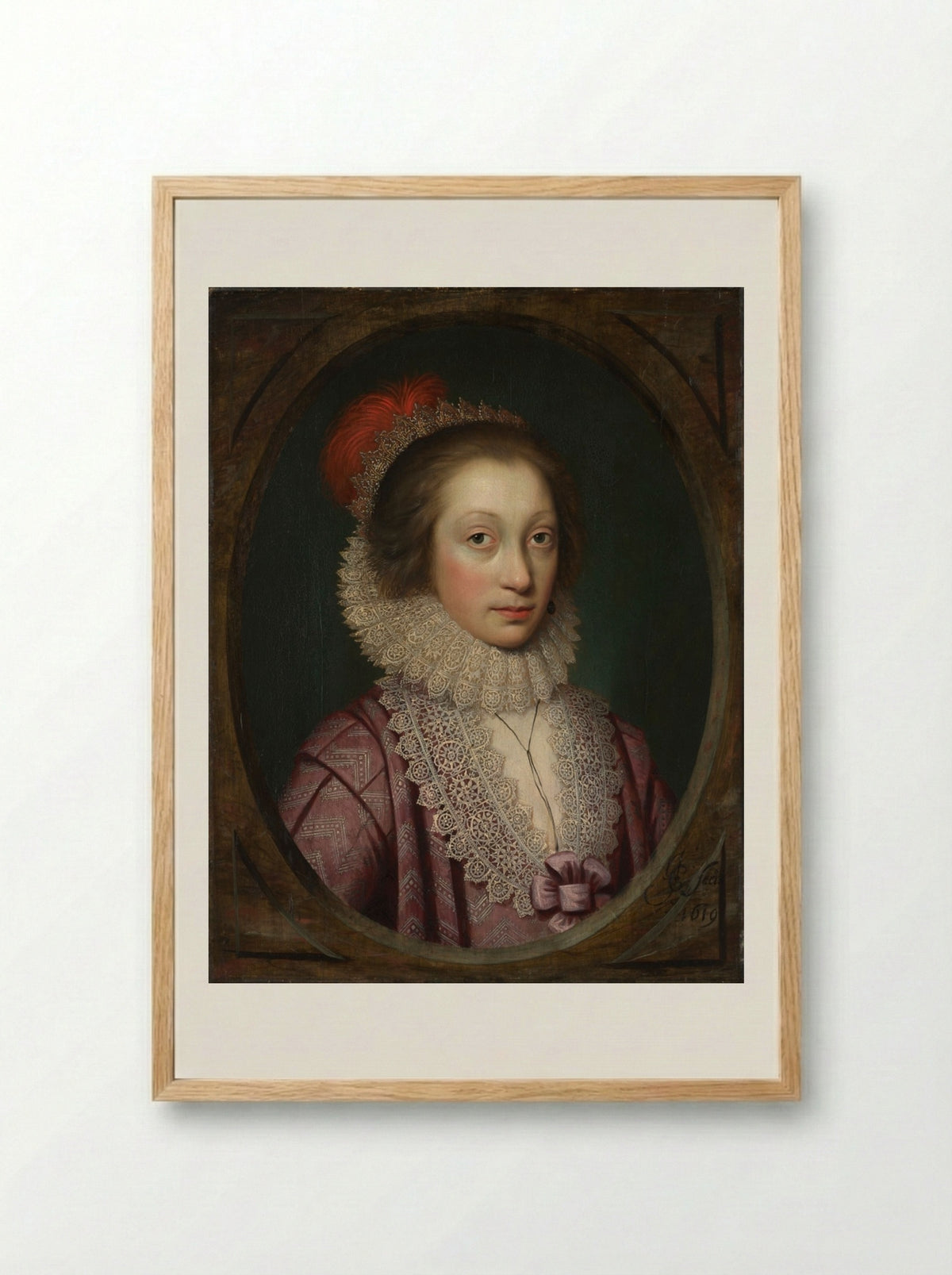 Portrait of a Woman, possibly Elizabeth Boothby - Cornelis Jonson van Ceulen - Framed Print Wood