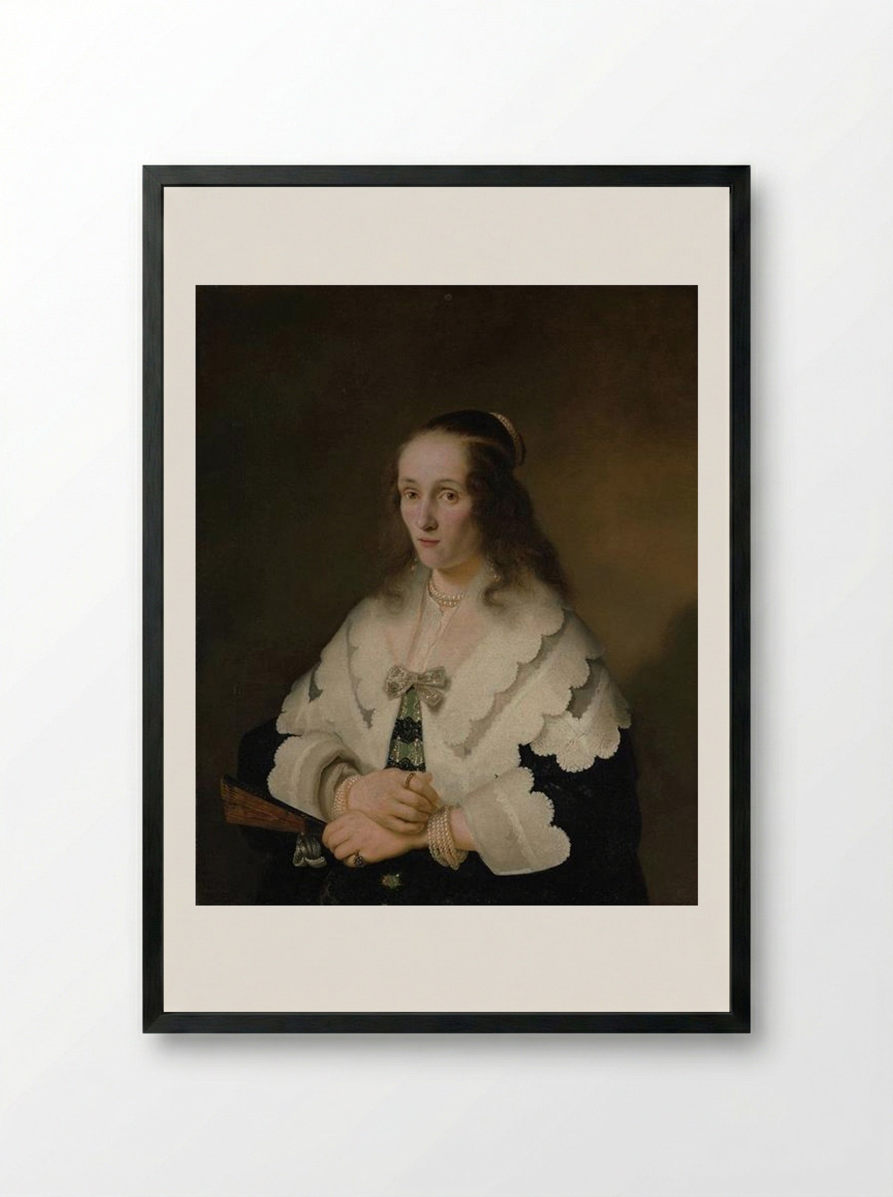 Portrait of a Woman - Ferdinand Bol - Framed Print Black