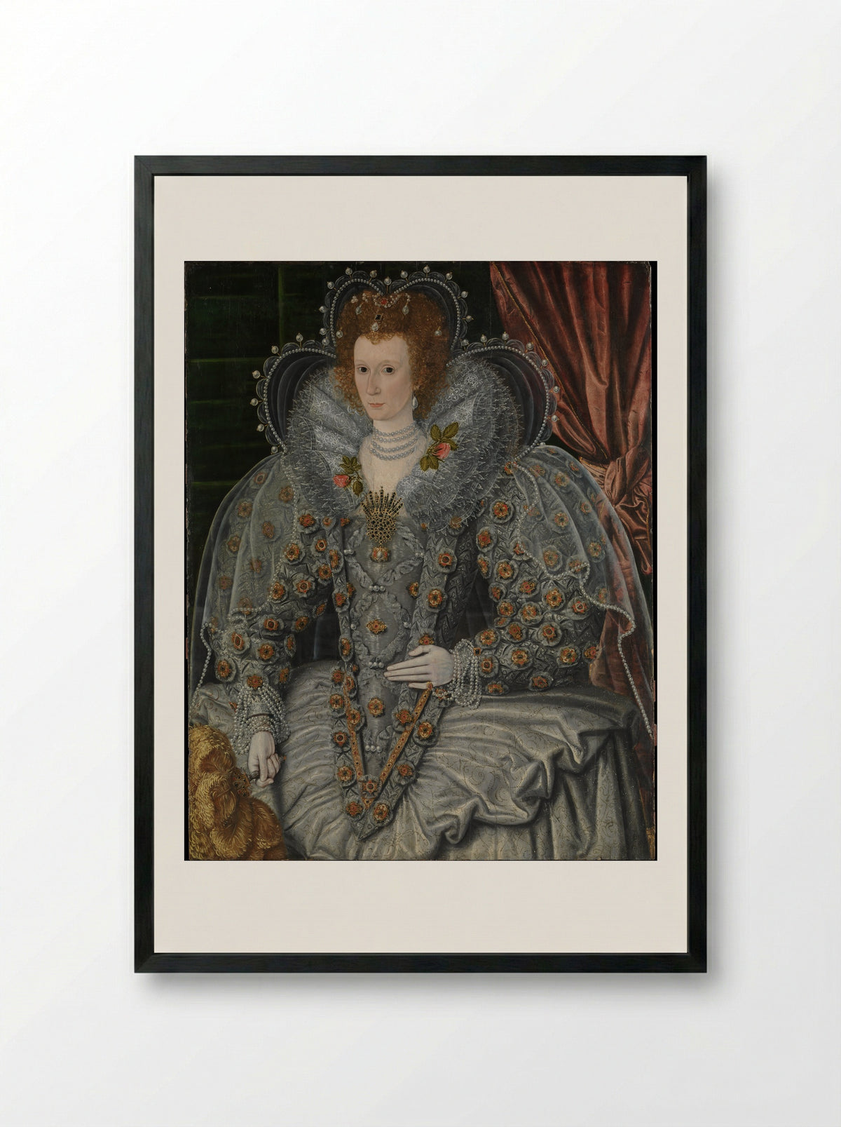 Portrait of a Woman - British School - Framed Print Black
