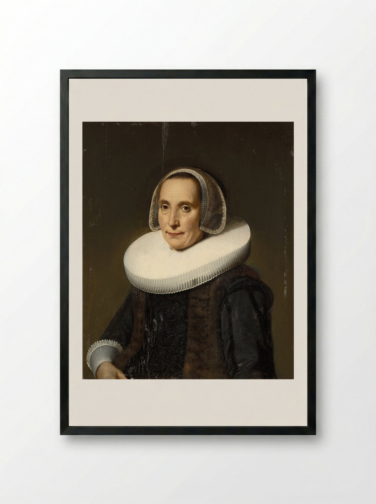 Portrait of a Woman - Dirck Dirckszoon van Santvoort - Framed Print Black