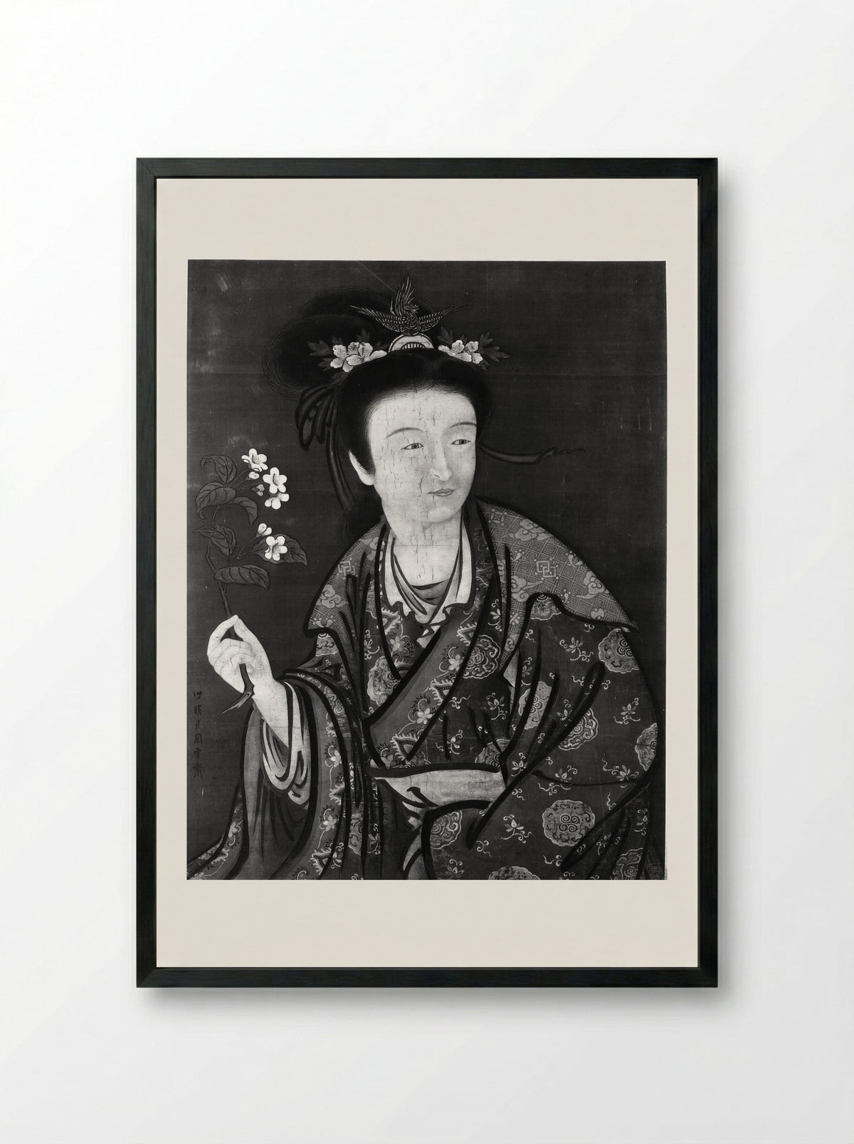 Portrait of a Woman - Tsukioka Sessai - Framed Print Black