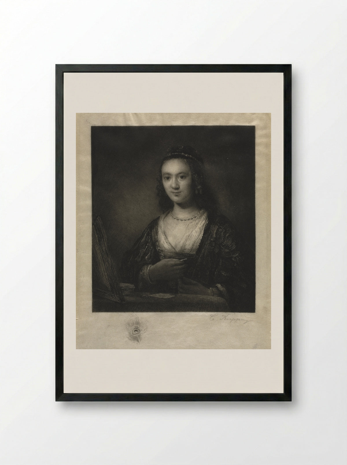 Portrait of a Woman - Carl Köpping - Framed Print Black