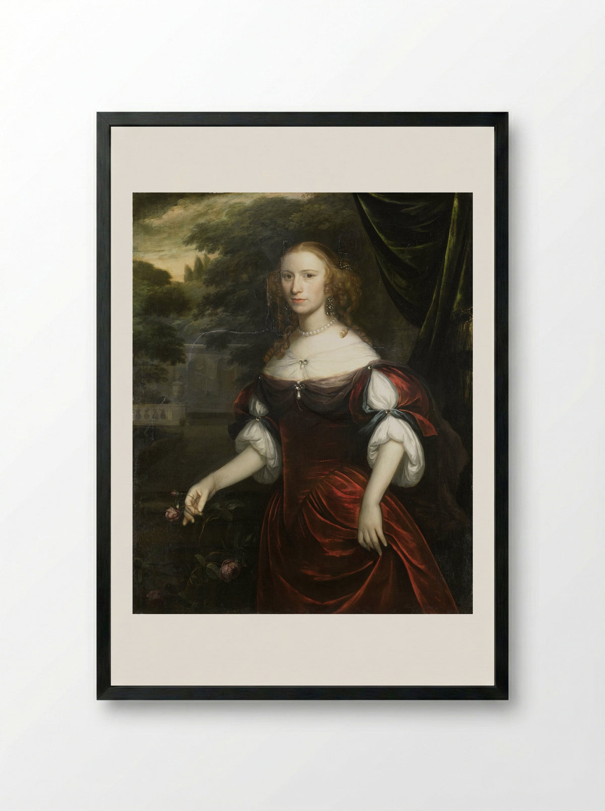 Portrait of a Woman - Herman Verelst - Framed Print Black