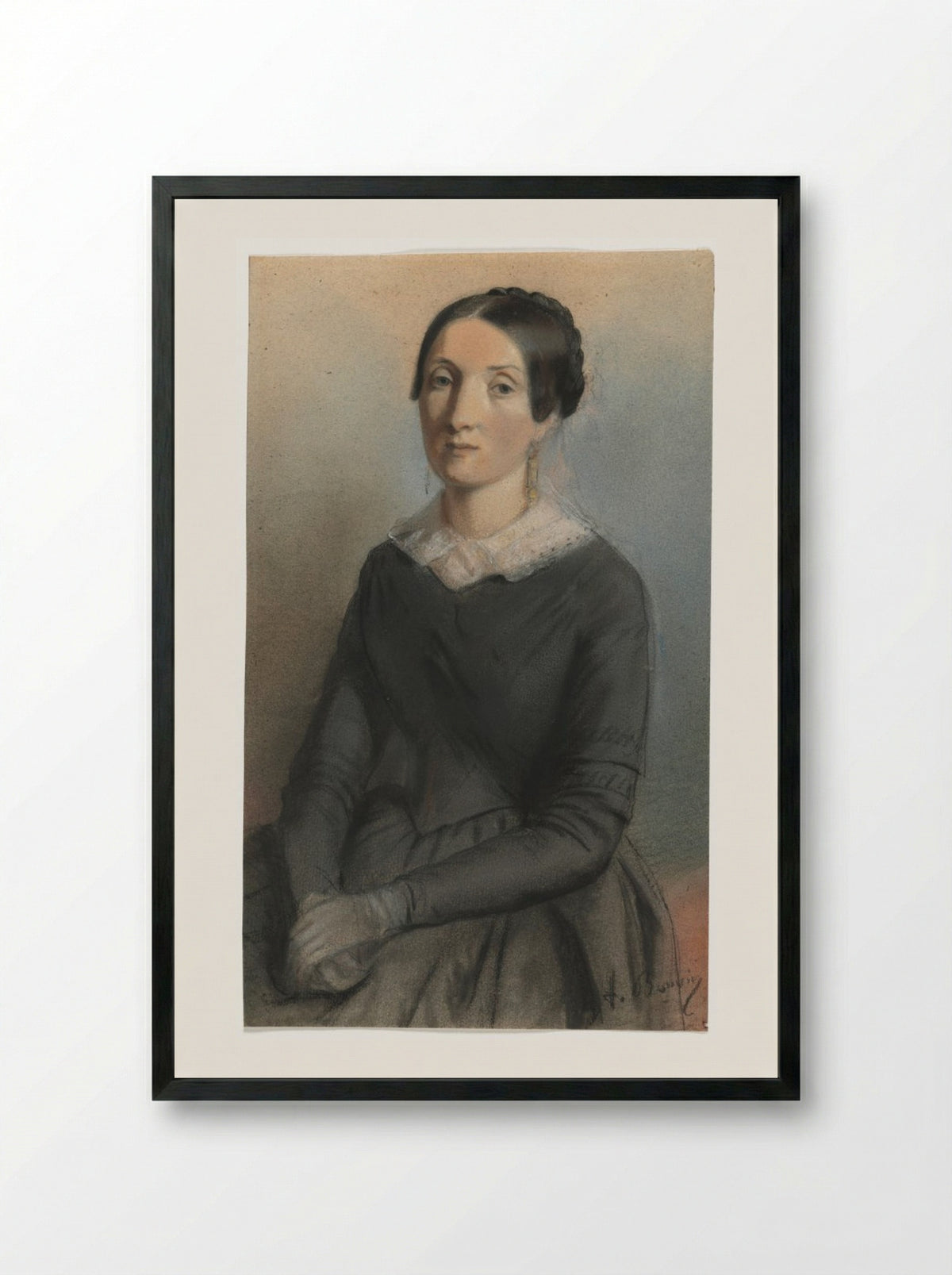 Portrait of a Woman - François Bonvin - Framed Print Black