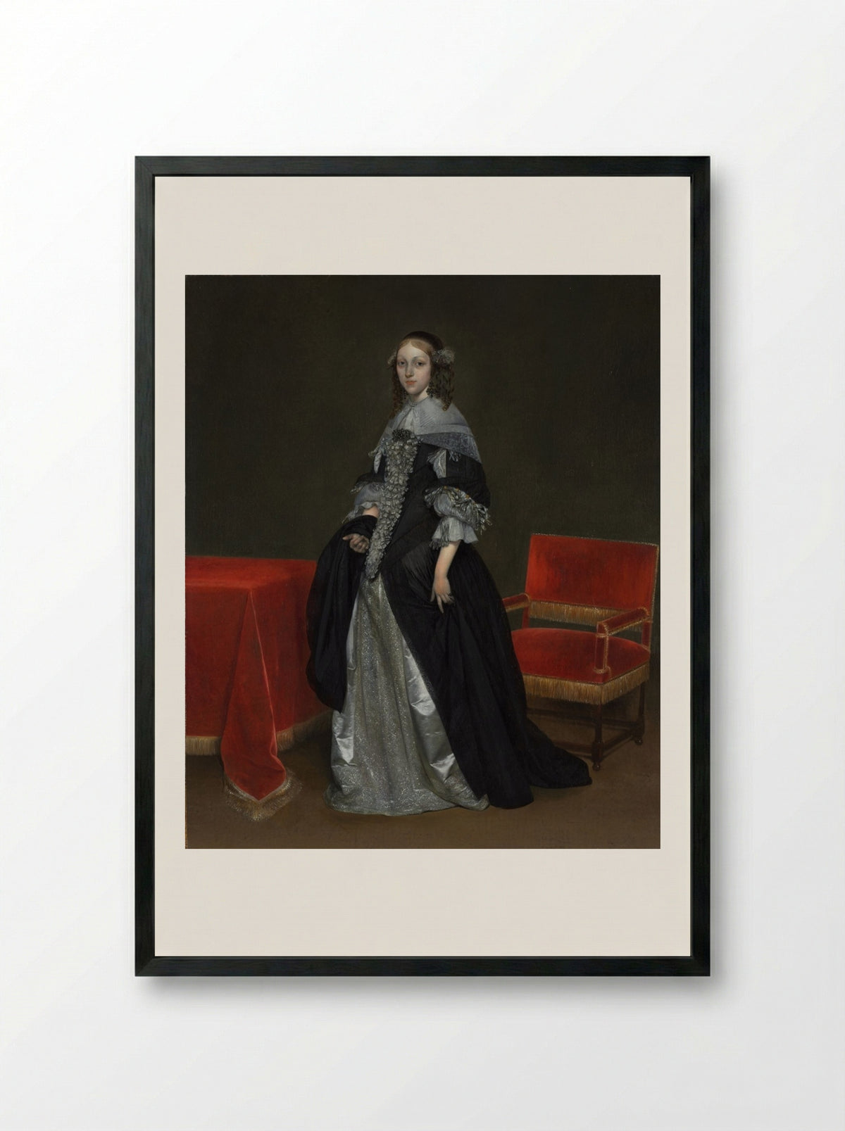 Portrait of a Woman - Gerard ter Borch - Framed Print Black