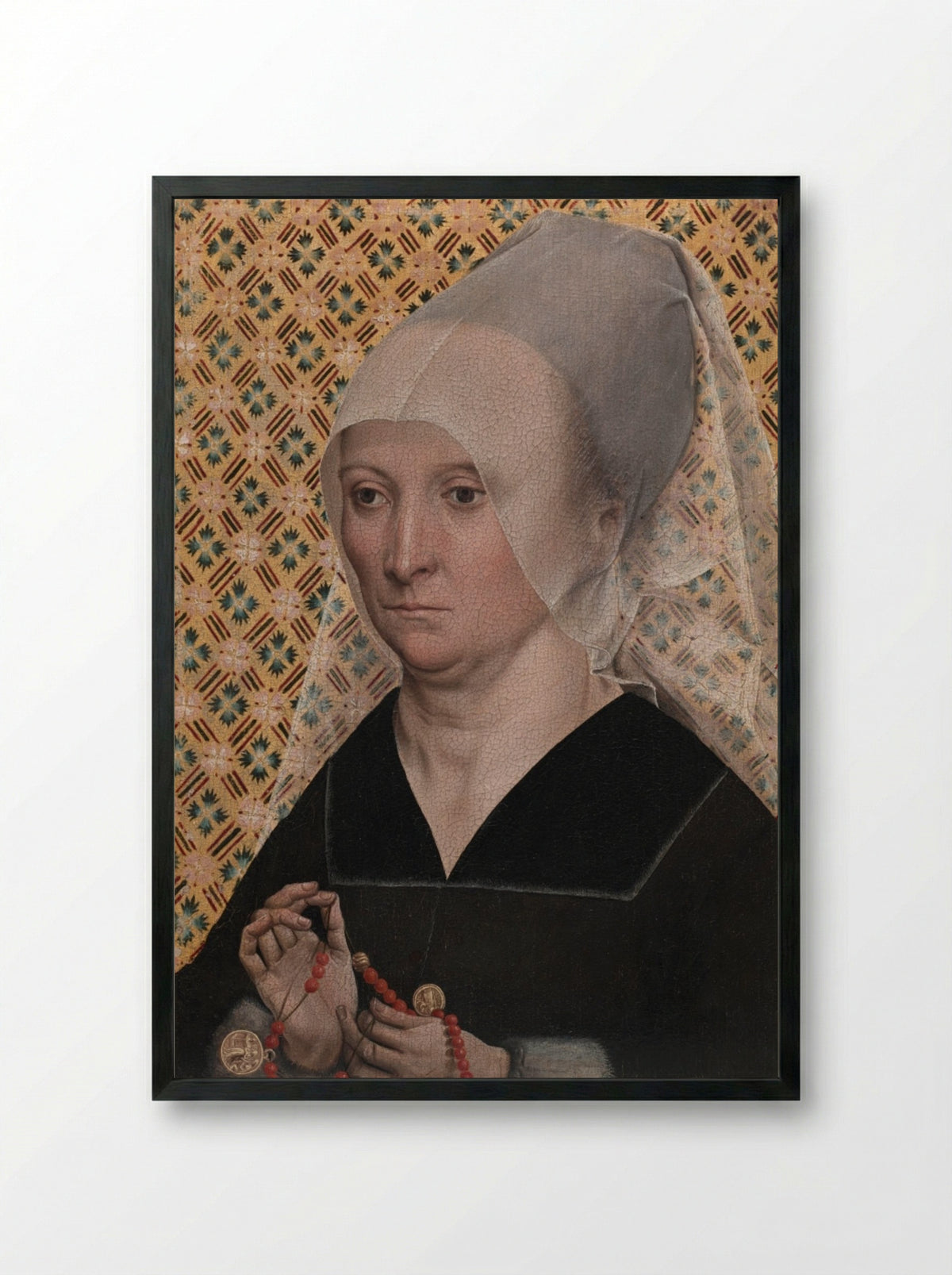 Portrait of a Woman - Master of the Holy Kinship - Framed Print Black