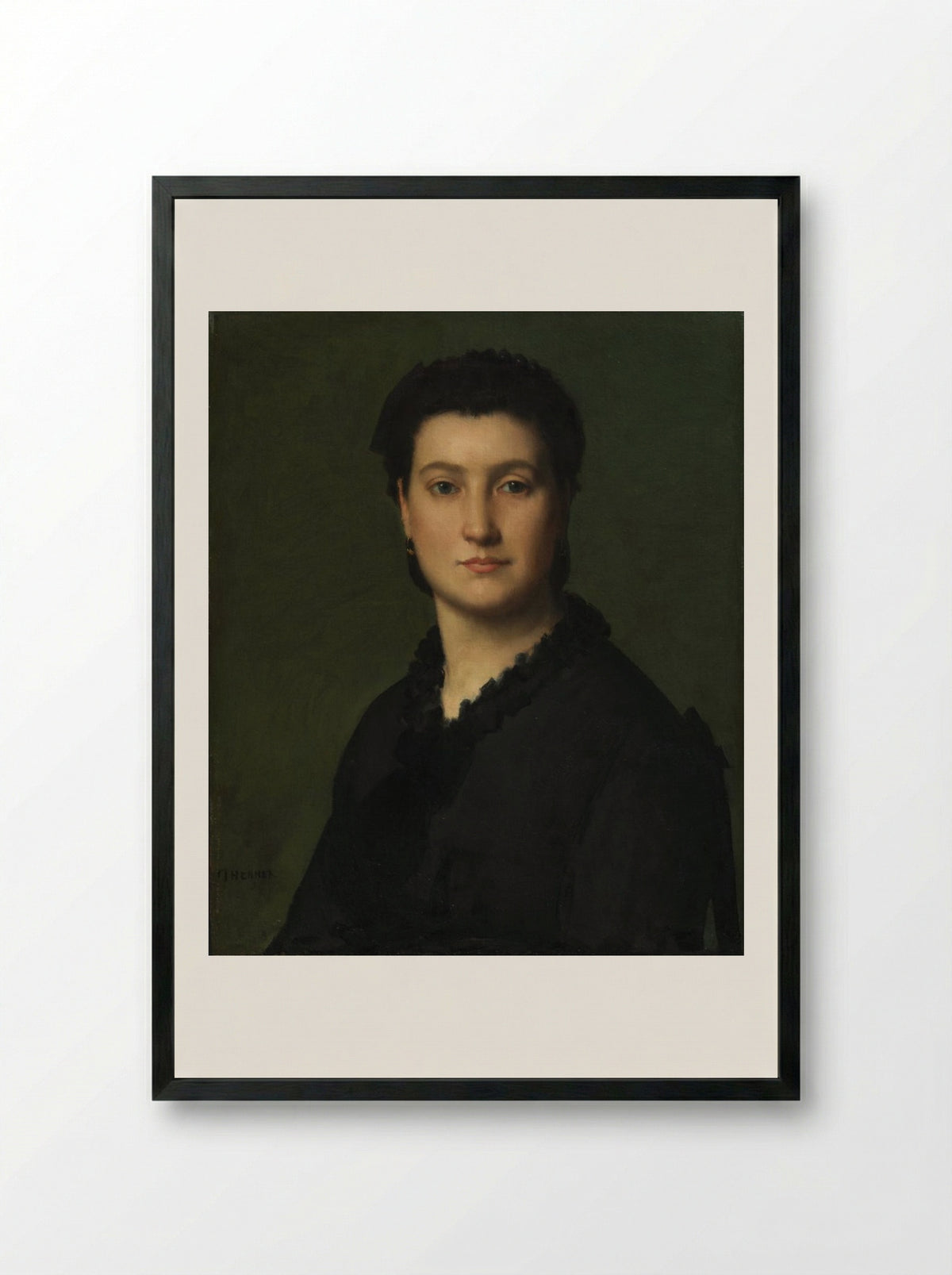 Portrait of a Woman - Jean-Jacques Henner - Framed Print Black