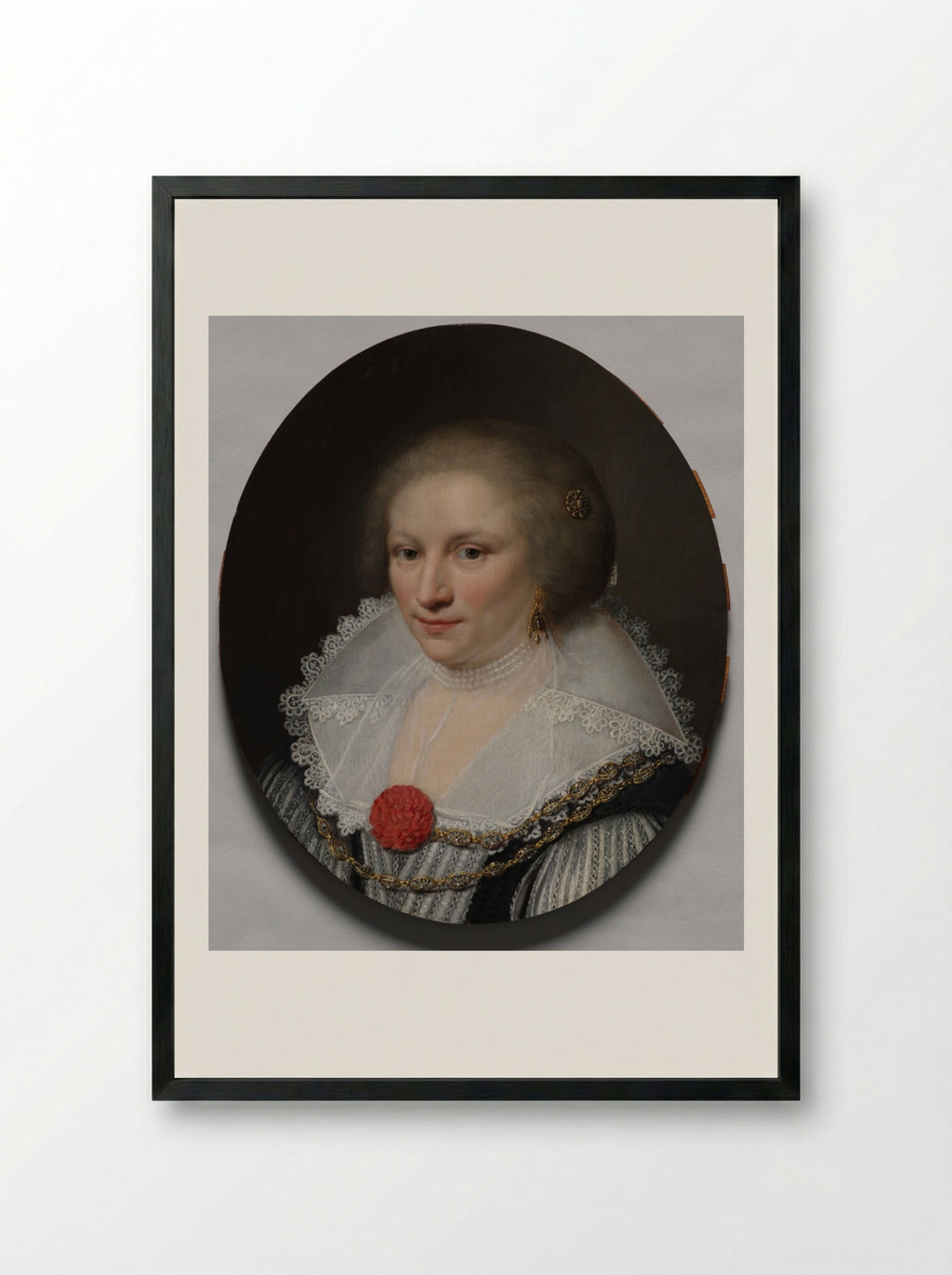 Portrait of a Woman - Jan Anthonisz. van Ravesteyn - Framed Print Black