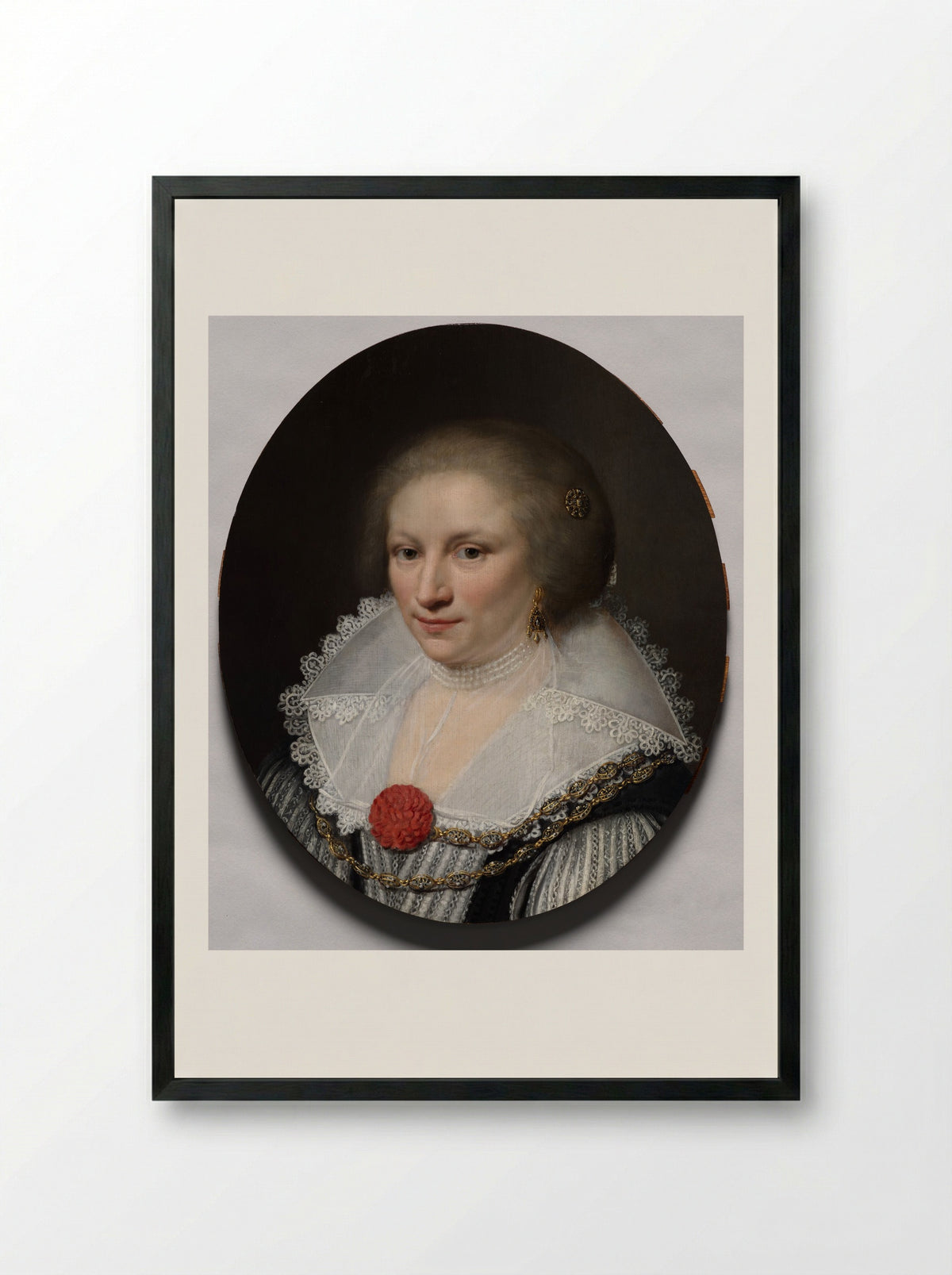 Portrait of a Woman - Jan Anthonisz. van Ravesteyn - Framed Print Black