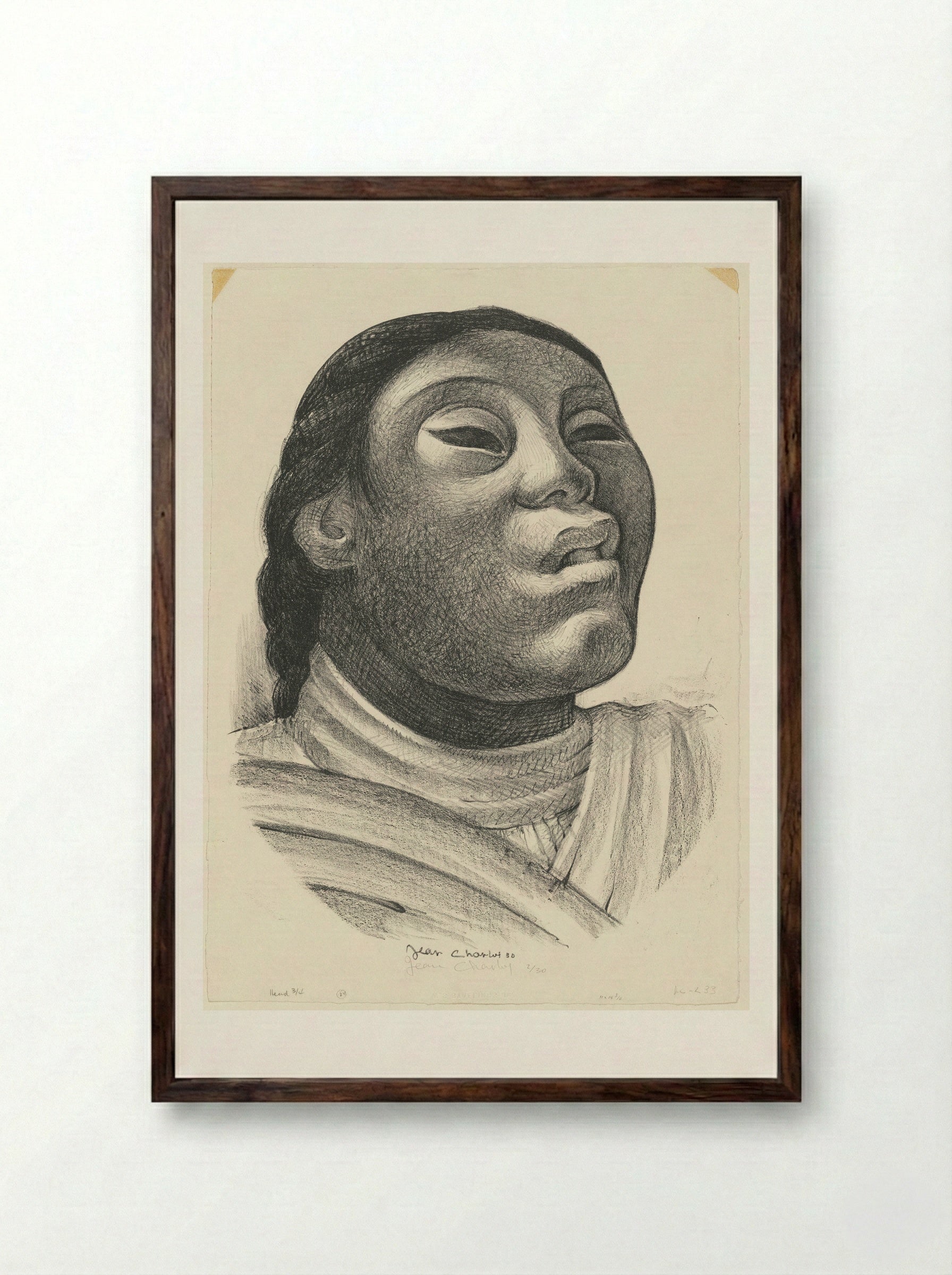 Portrait of a Woman - Jean Charlot - Framed Print Dark Wood