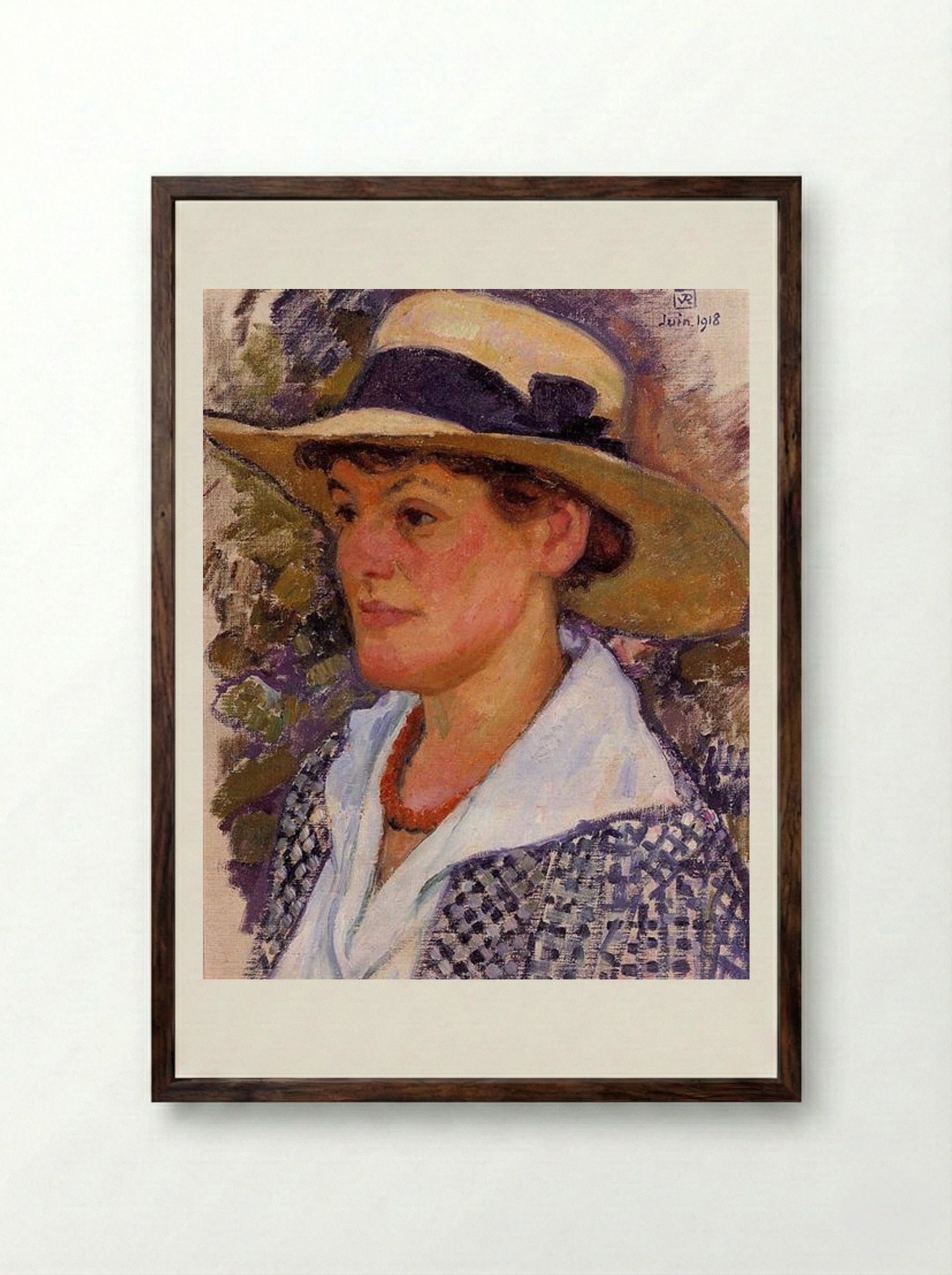 Portrait of a Woman - Théo van Rysselberghe - Framed Print Dark Wood