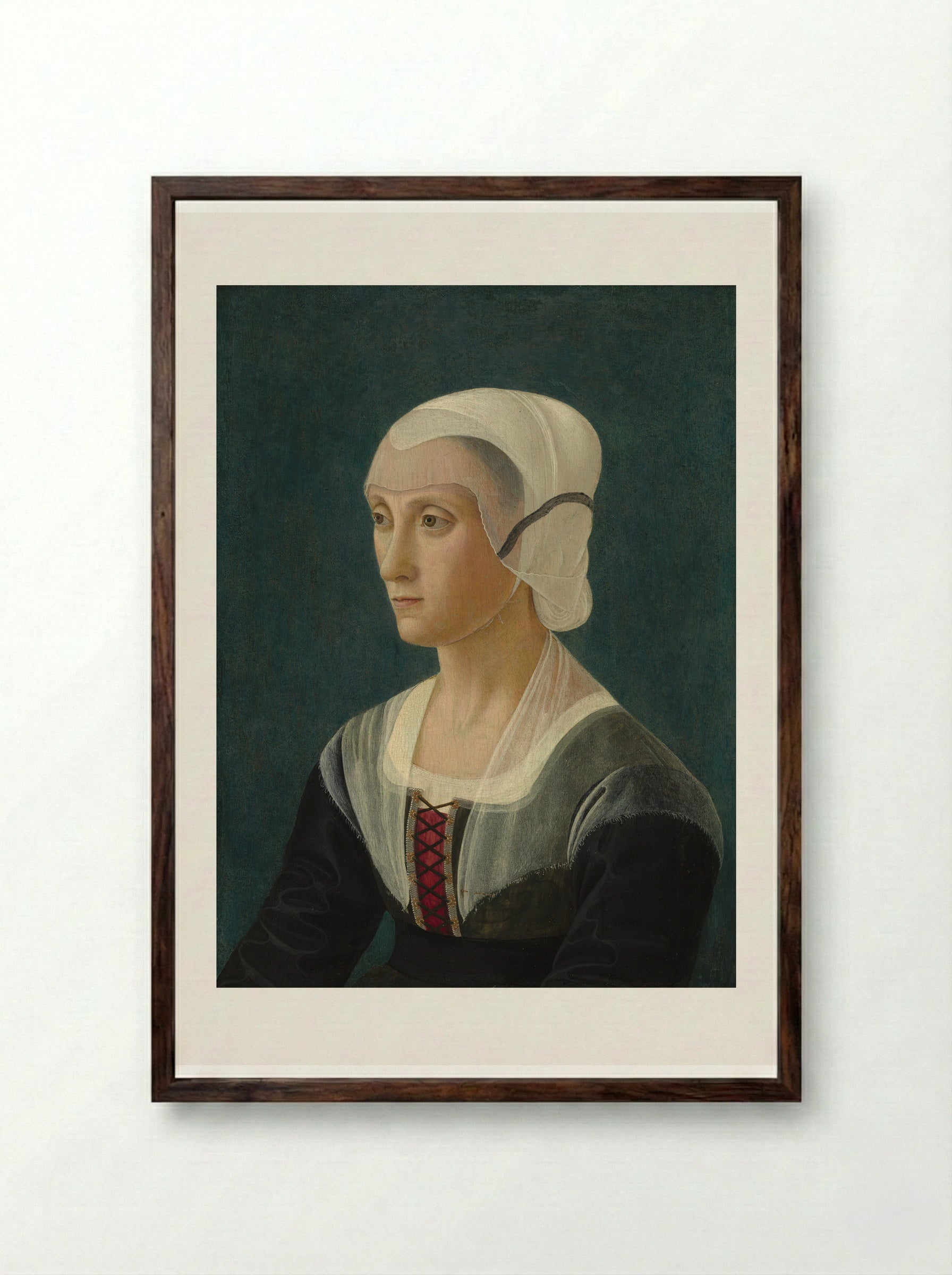 Portrait of a Woman - Domenico Ghirlandaio - Framed Print Dark Wood