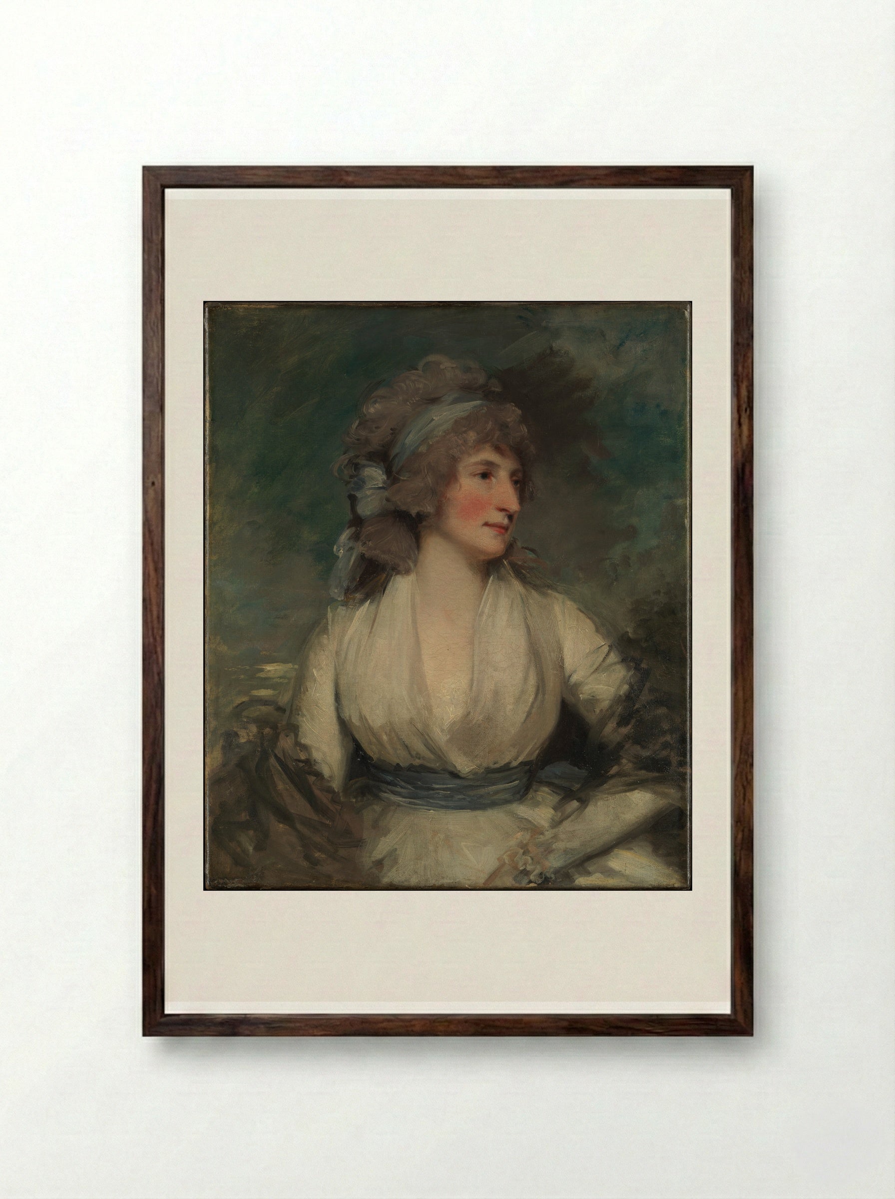 Portrait of a Woman - John Hoppner - Framed Print Dark Wood
