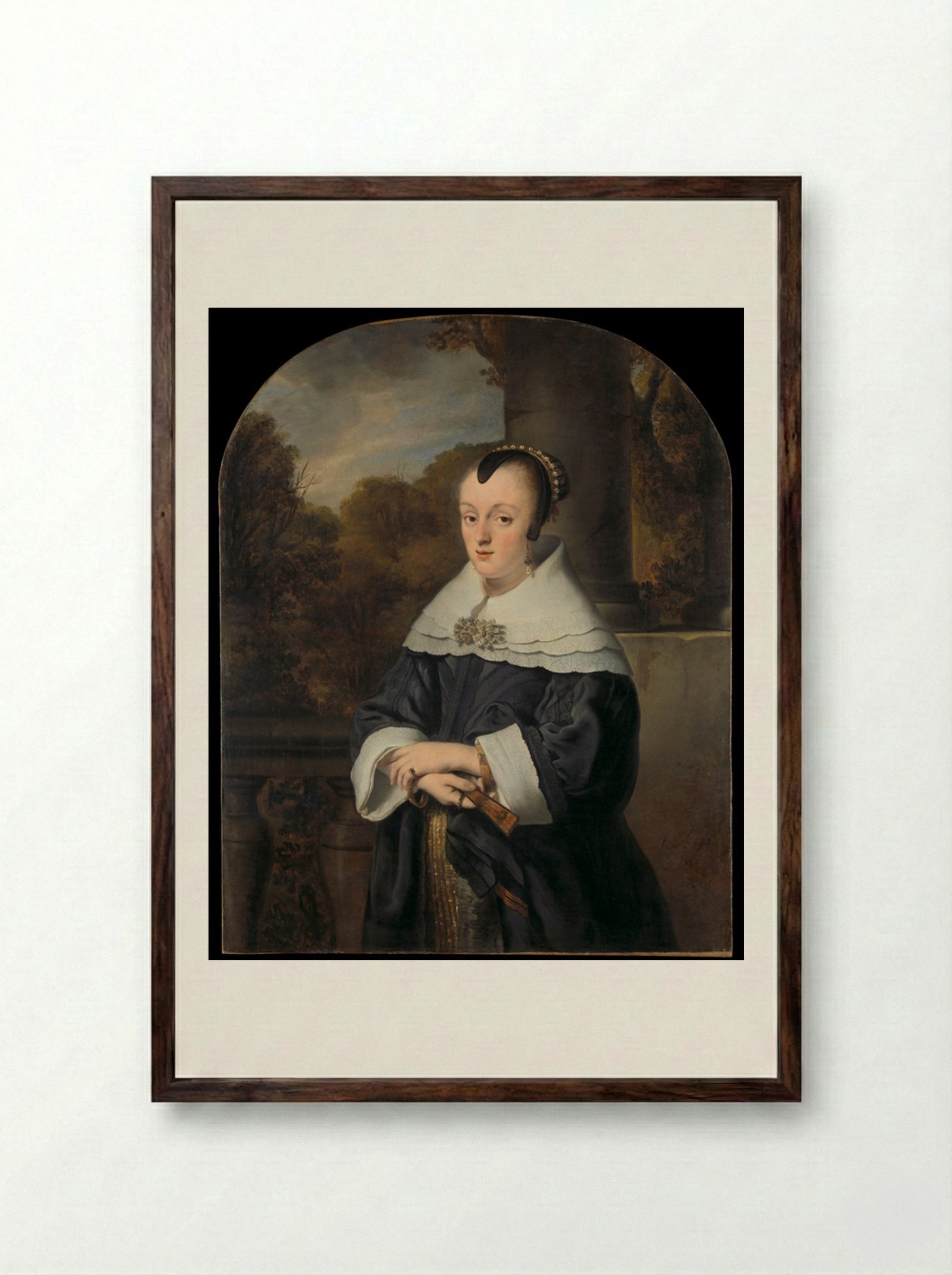 Portrait of a Woman - Ferdinand Bol - Framed Print Dark Wood