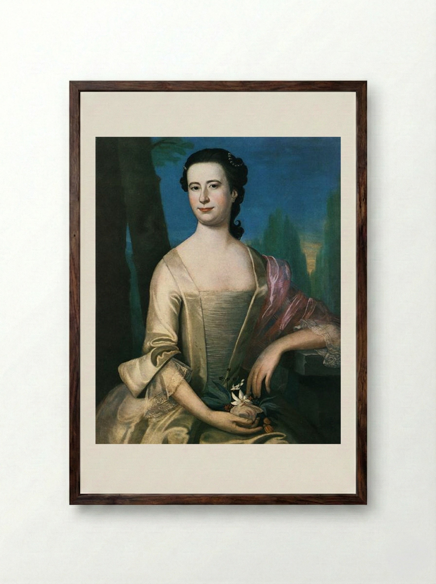 Portrait of a Woman - John Singleton Copley - Framed Print Dark Wood