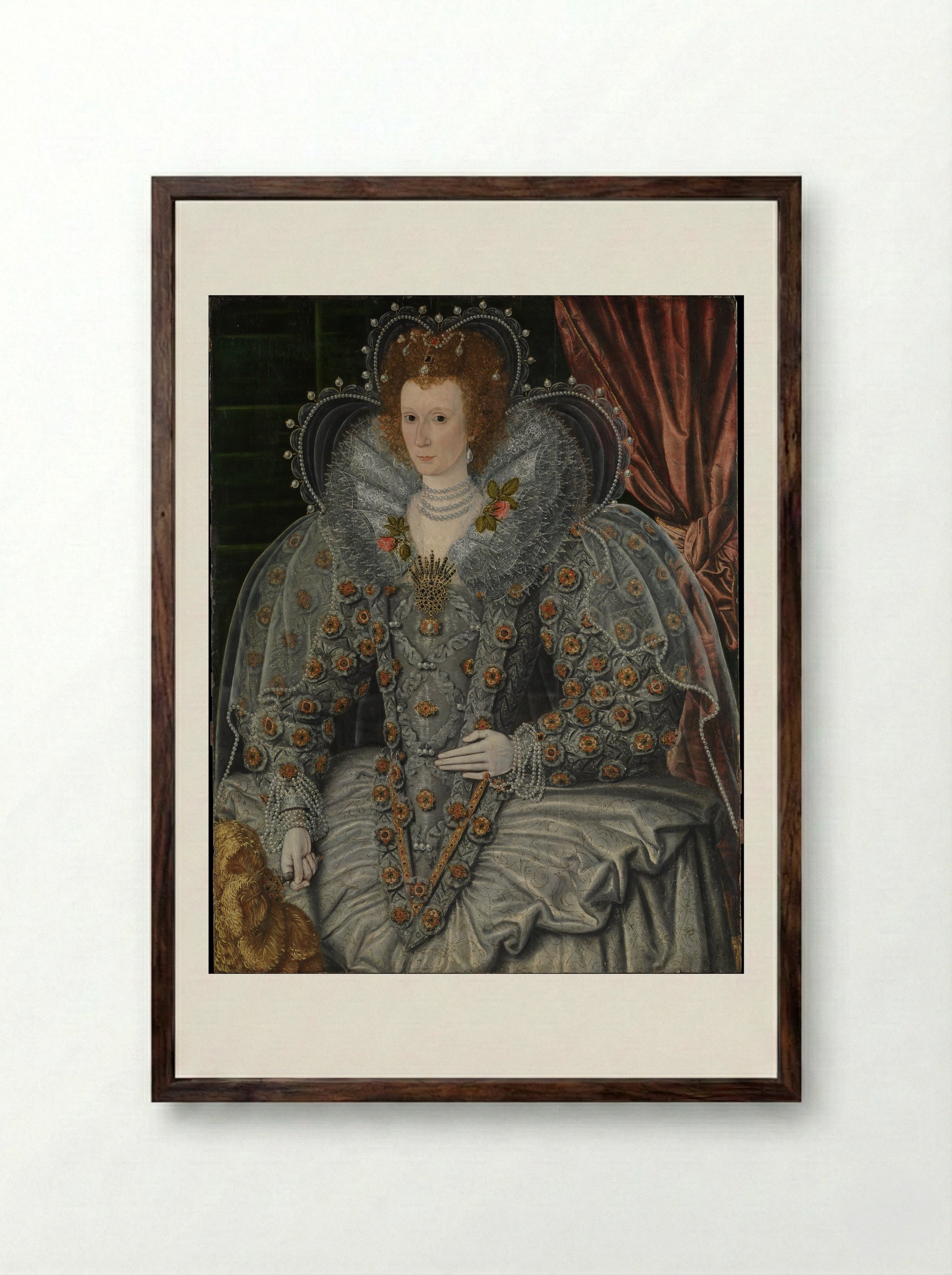 Portrait of a Woman - British School - Framed Print Dark Wood