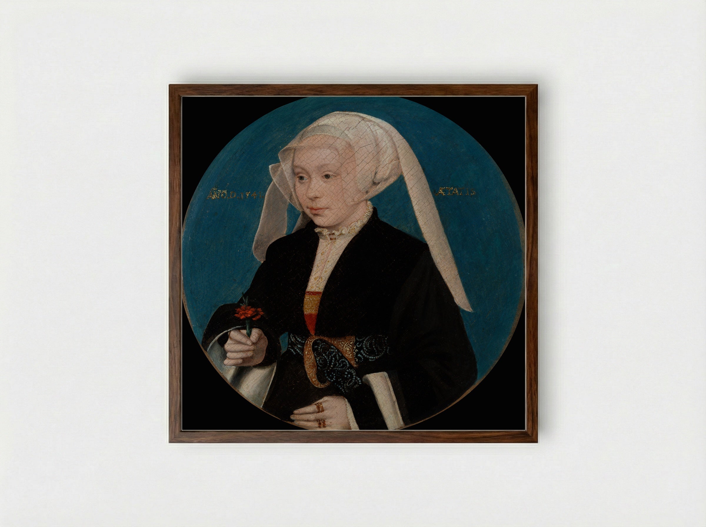Portrait of a Woman - Bartholomaeus Bruyn the Elder - Framed Print Dark Wood