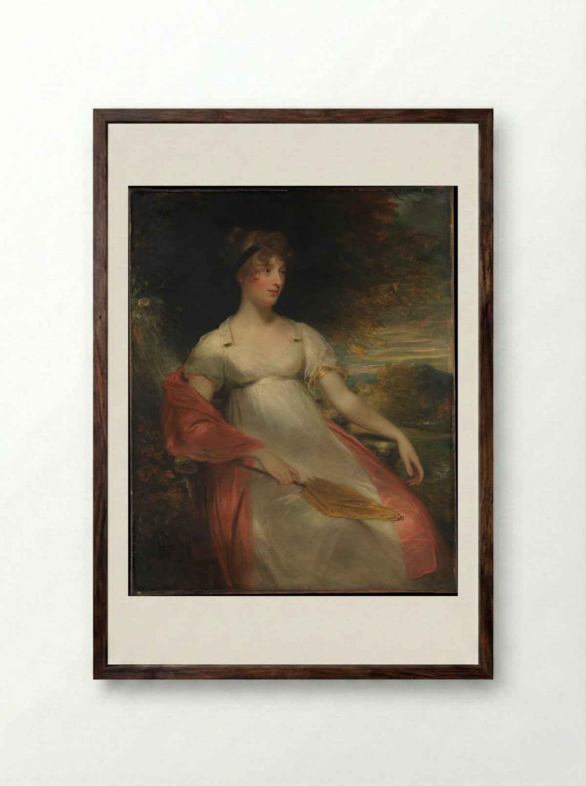 Portrait of a Woman - Sir William Beechey - Framed Print Dark Wood
