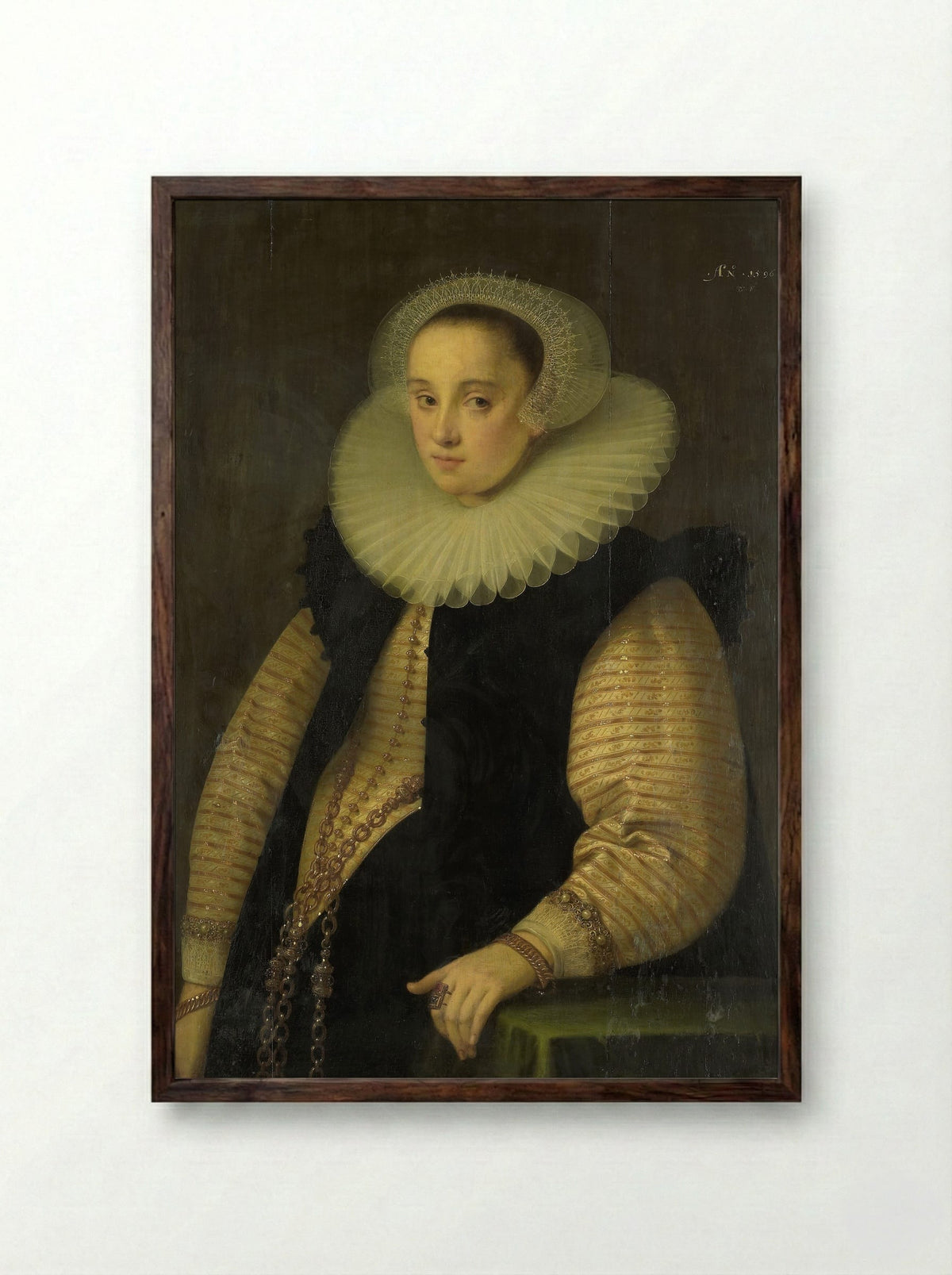 Portrait of a Woman - Gortzius Geldorp - Framed Print Dark Wood