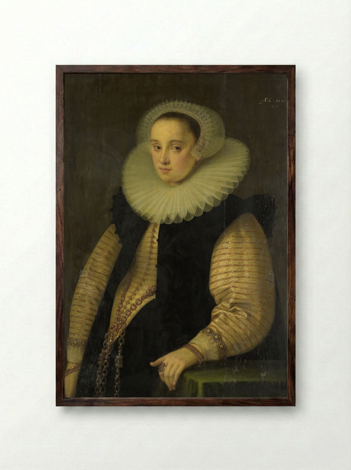 Portrait of a Woman - Gortzius Geldorp - Framed Print Dark Wood