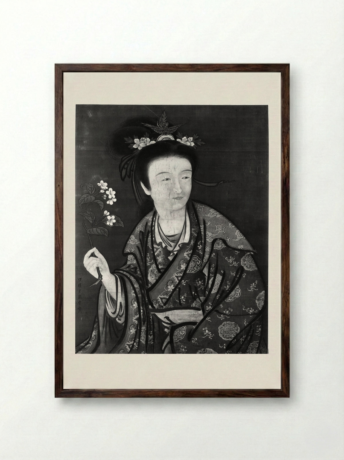 Portrait of a Woman - Tsukioka Sessai - Framed Print Dark Wood
