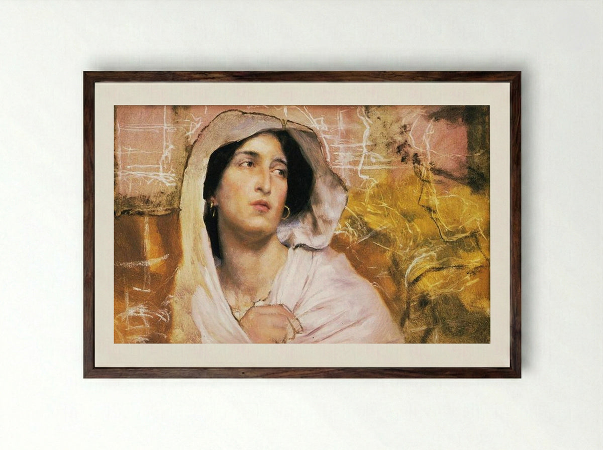 Portrait of a Woman - Sir Lawrence Alma-Tadema - Framed Print Dark Wood