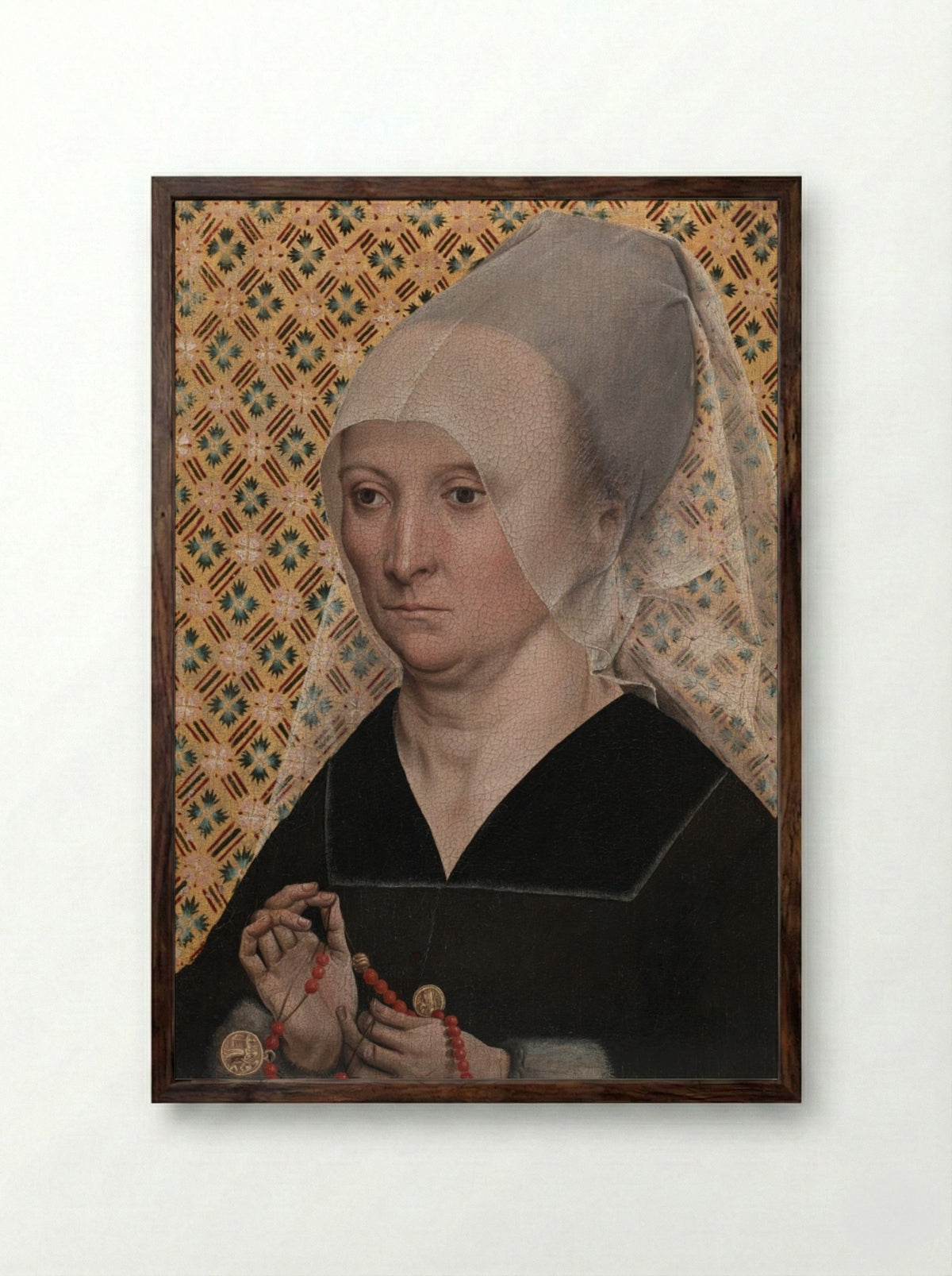 Portrait of a Woman - Master of the Holy Kinship - Framed Print Dark Wood