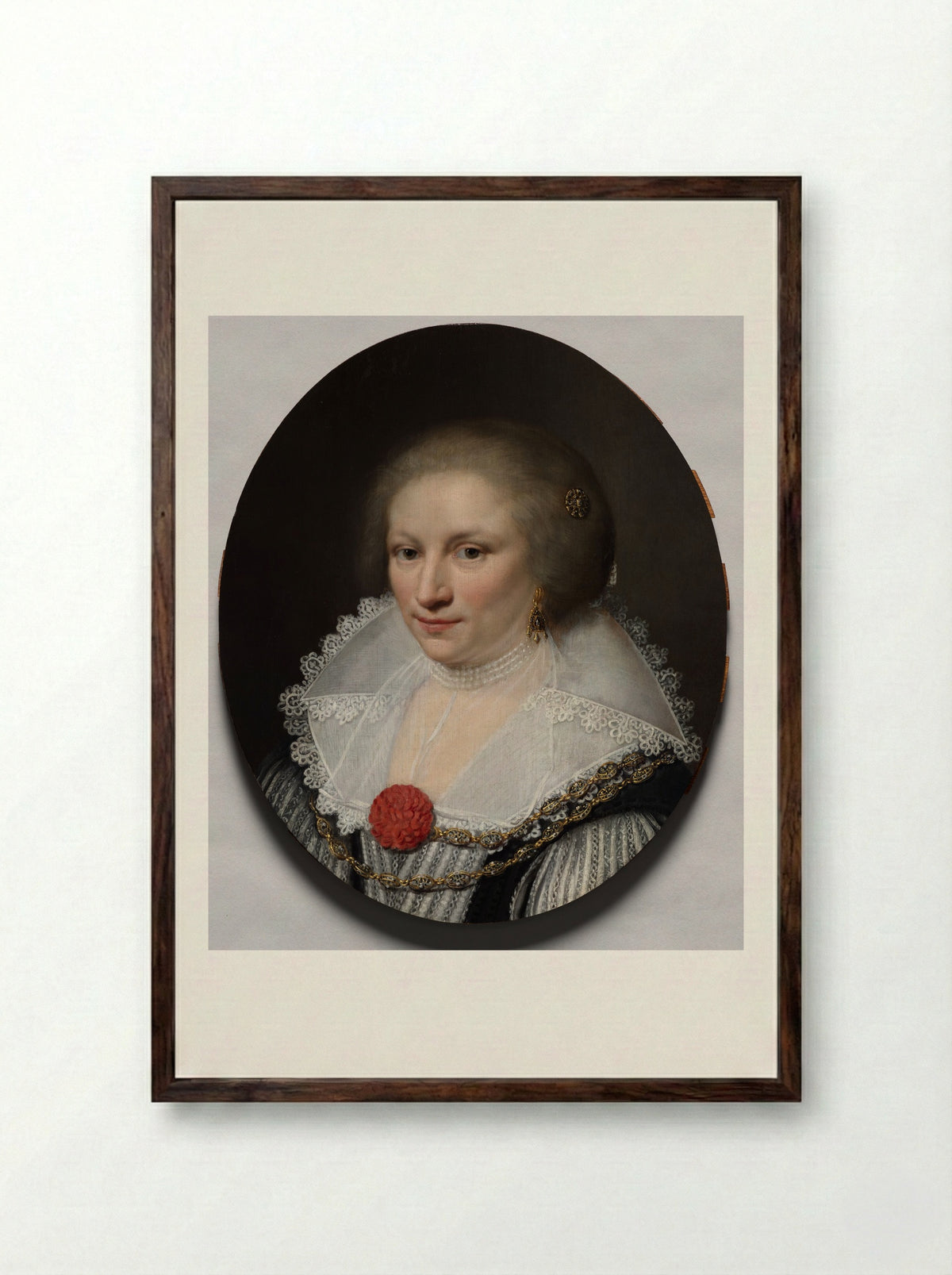 Portrait of a Woman - Jan Anthonisz. van Ravesteyn - Framed Print Dark Wood