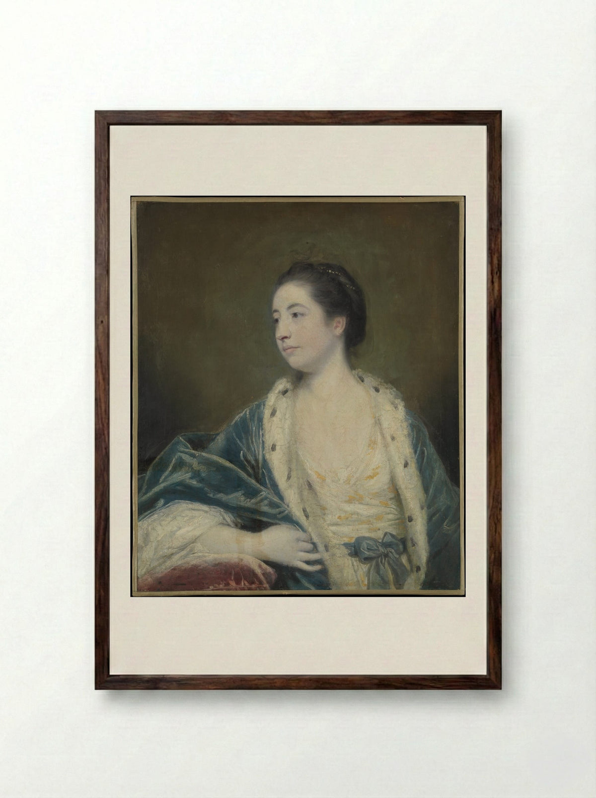 Portrait of a Woman - Sir Joshua Reynolds - Framed Print Dark Wood