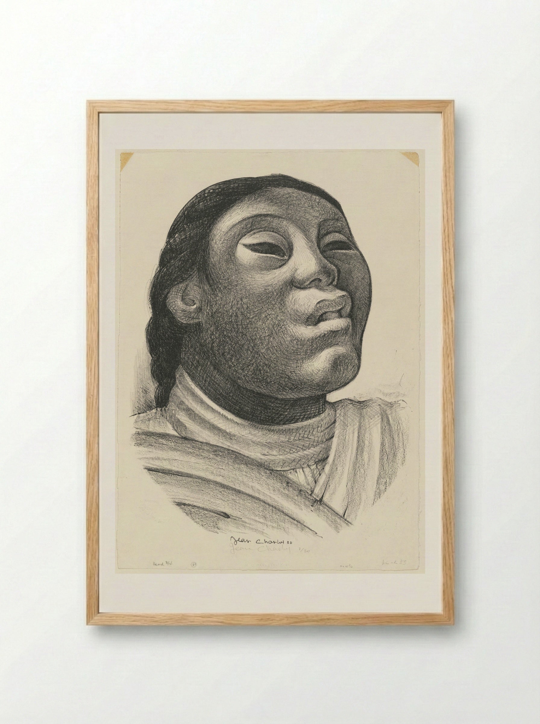 Portrait of a Woman - Jean Charlot - Framed Print Wood