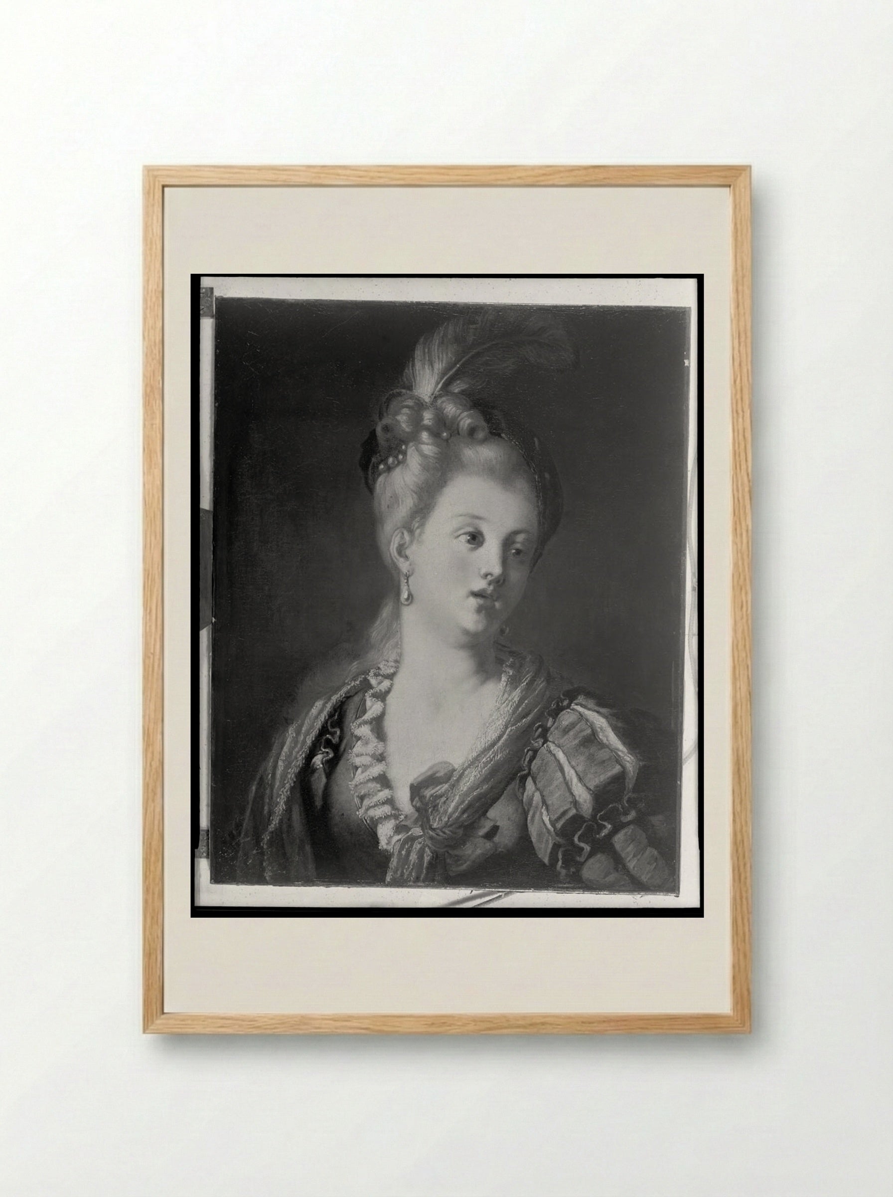 Portrait of a Woman - Jean-Antoine Watteau - Framed Print Wood