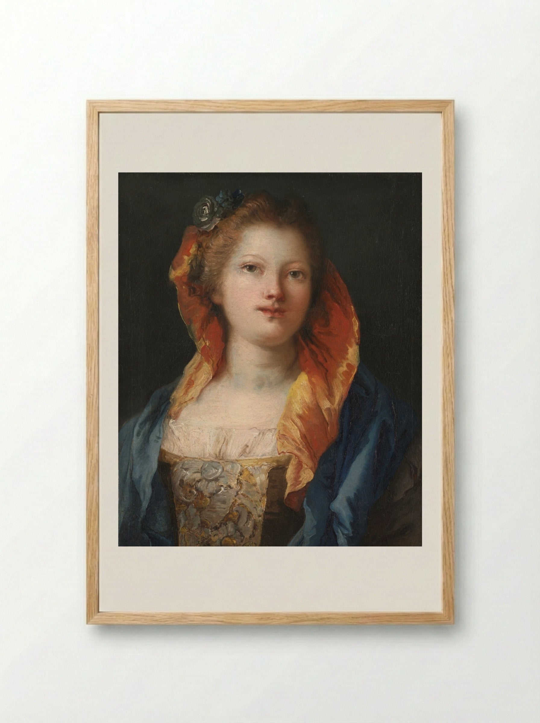 Portrait of a Woman - Giovanni Domenico Tiepolo - Framed Print Wood