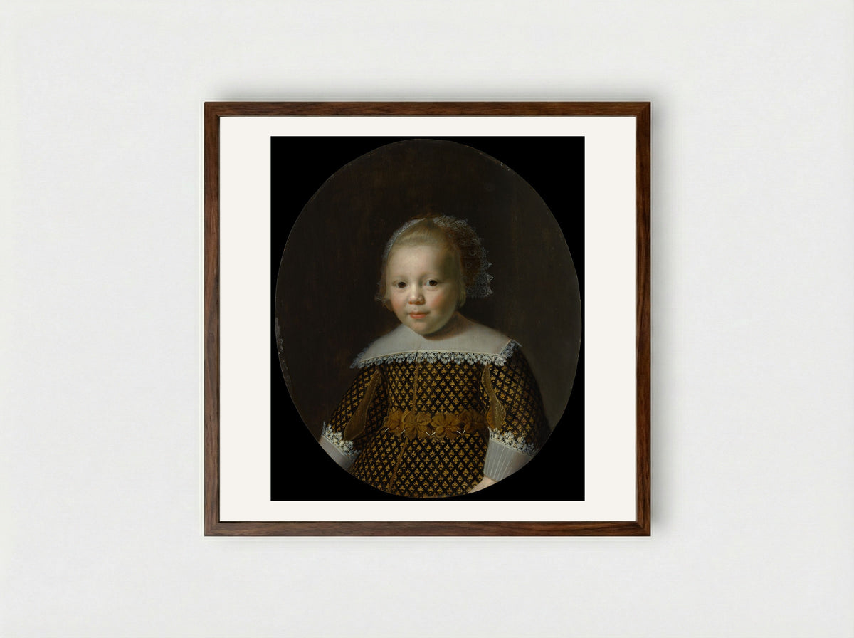 Portrait of a Young Boy - Paulus Moreelse - Framed Print Dark Wood